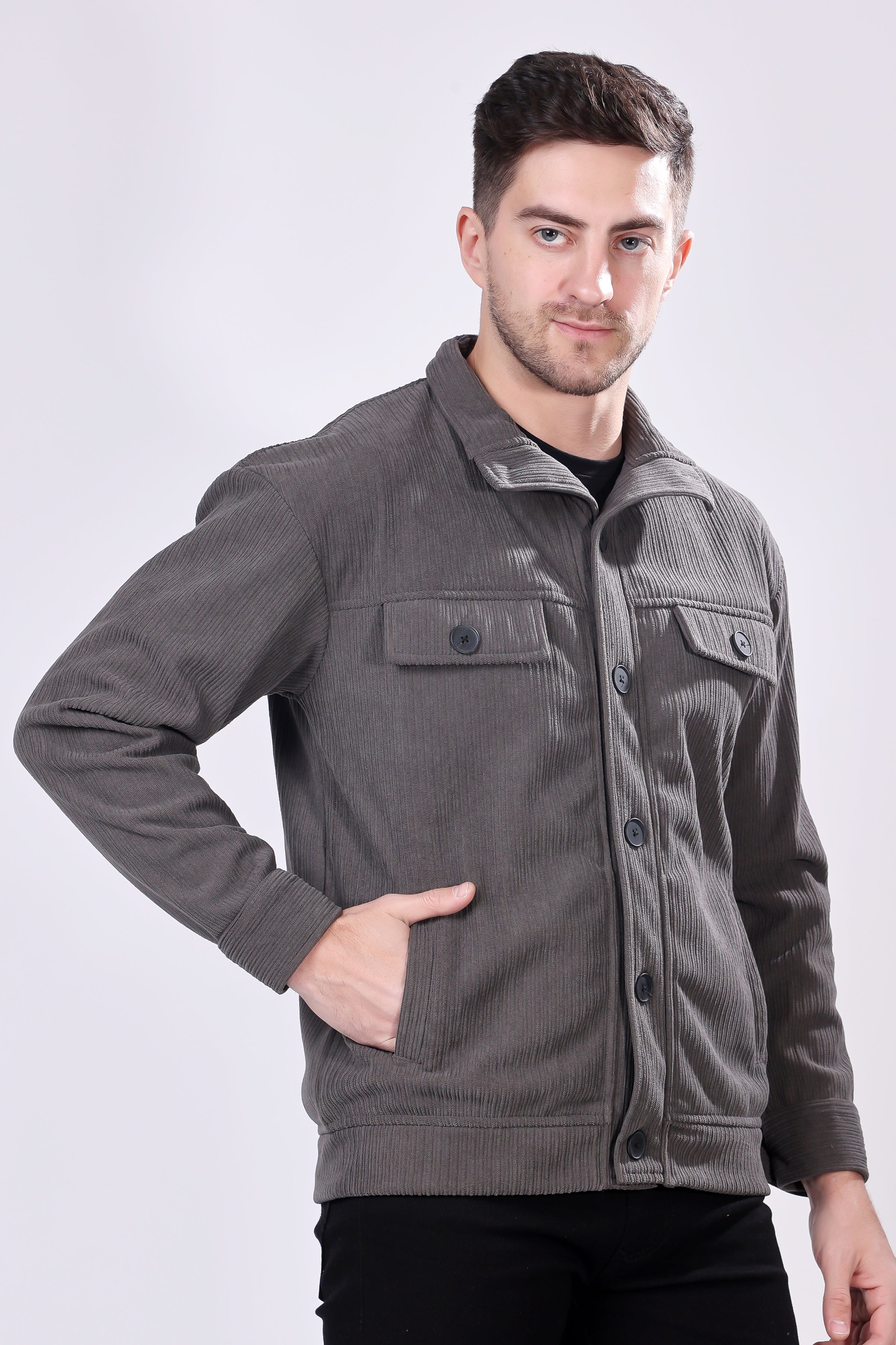 STYLOX Men's Solid Fullsleeve Fleece Shacket - Stylox