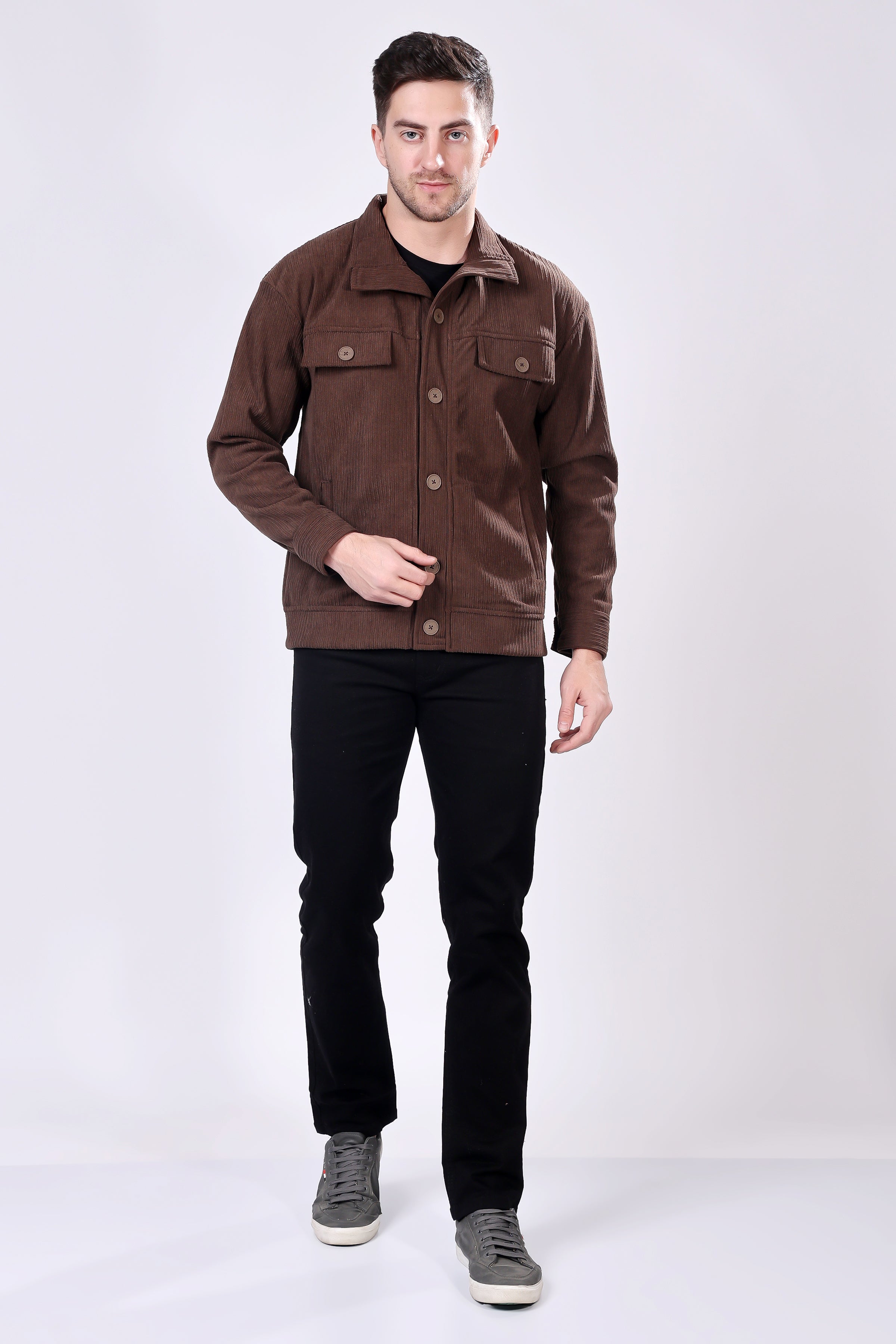 STYLOX Men's Solid Fullsleeve Fleece Shacket - Stylox