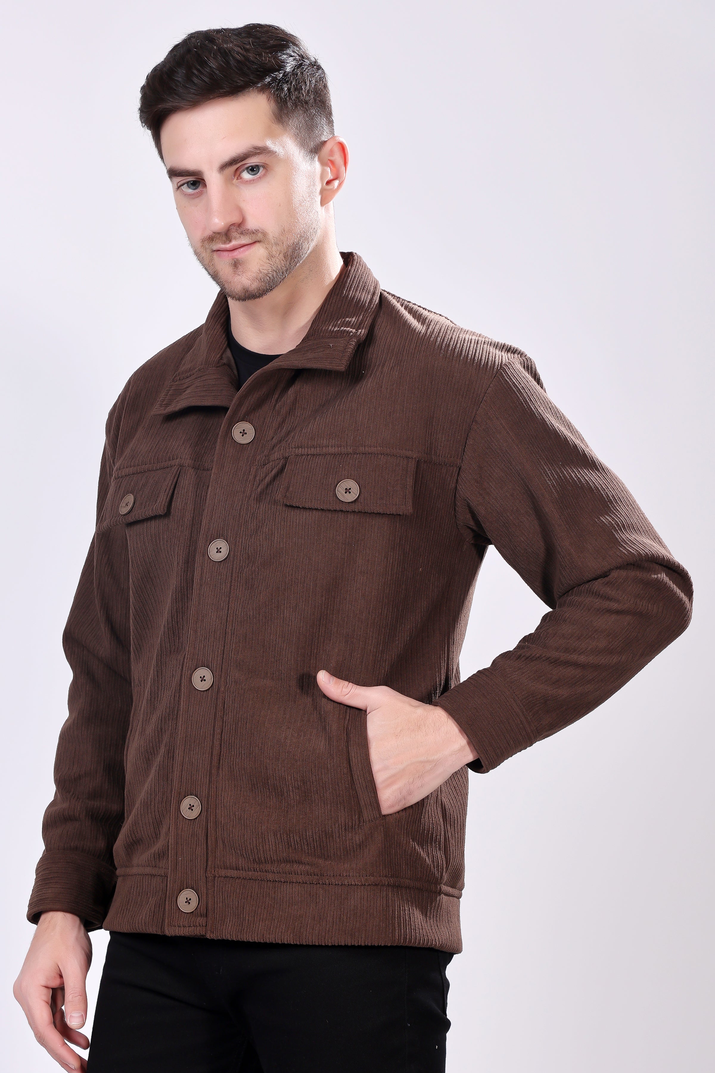 STYLOX Men's Solid Fullsleeve Fleece Shacket - Stylox