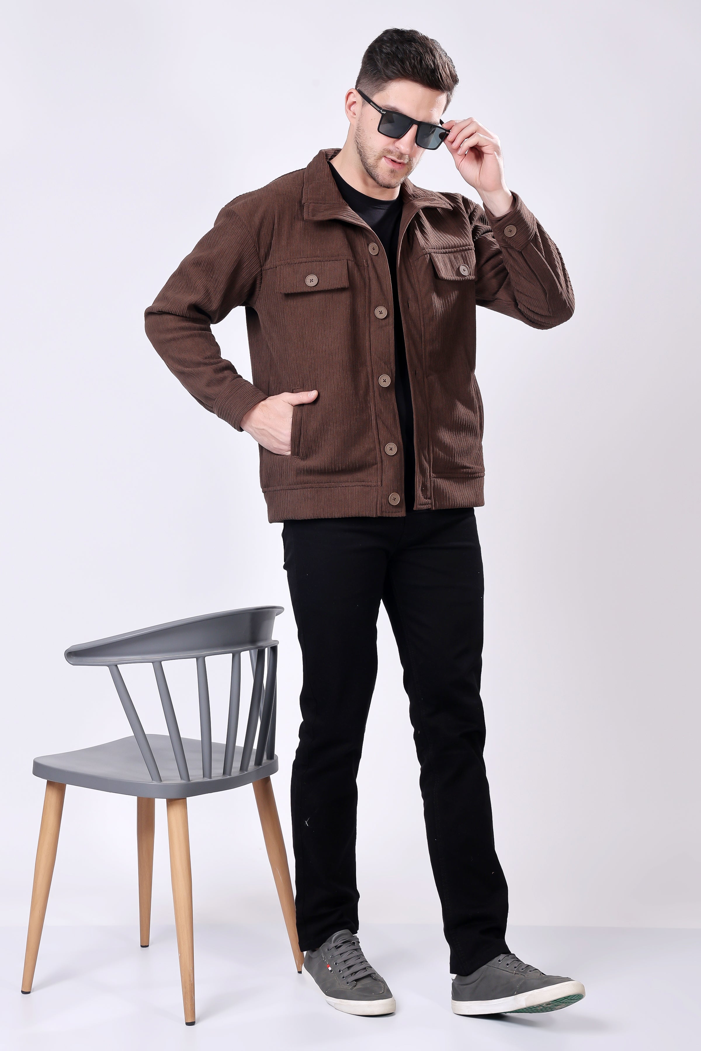 STYLOX Men's Solid Fullsleeve Fleece Shacket - Stylox