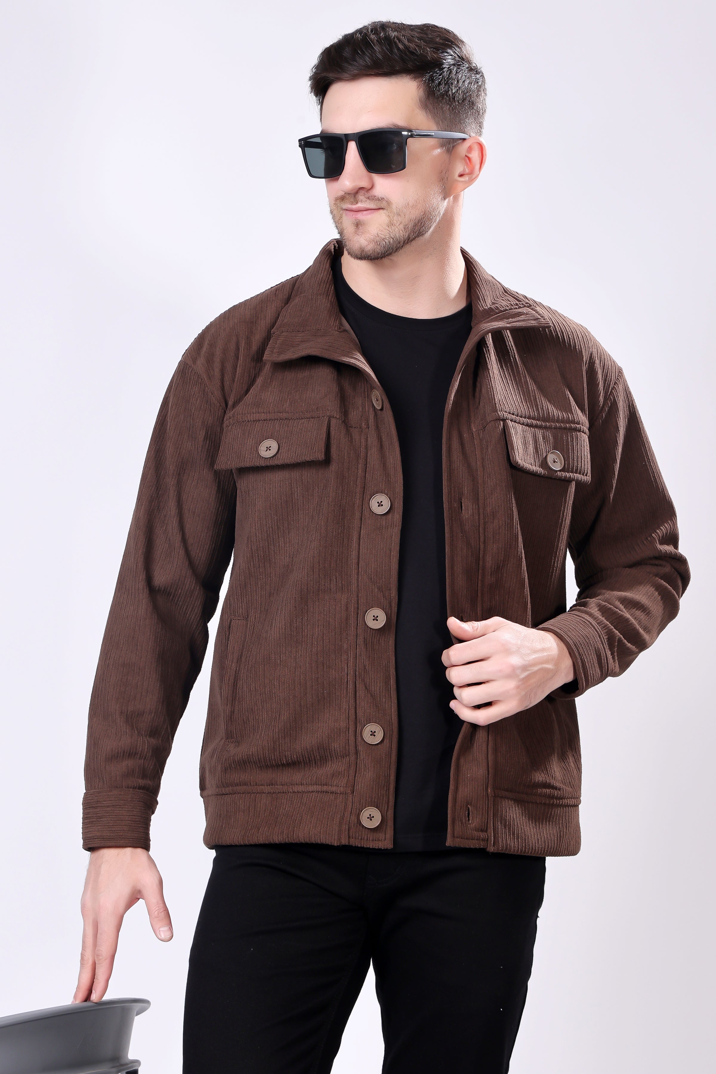STYLOX Men's Solid Fullsleeve Fleece Shacket - Stylox