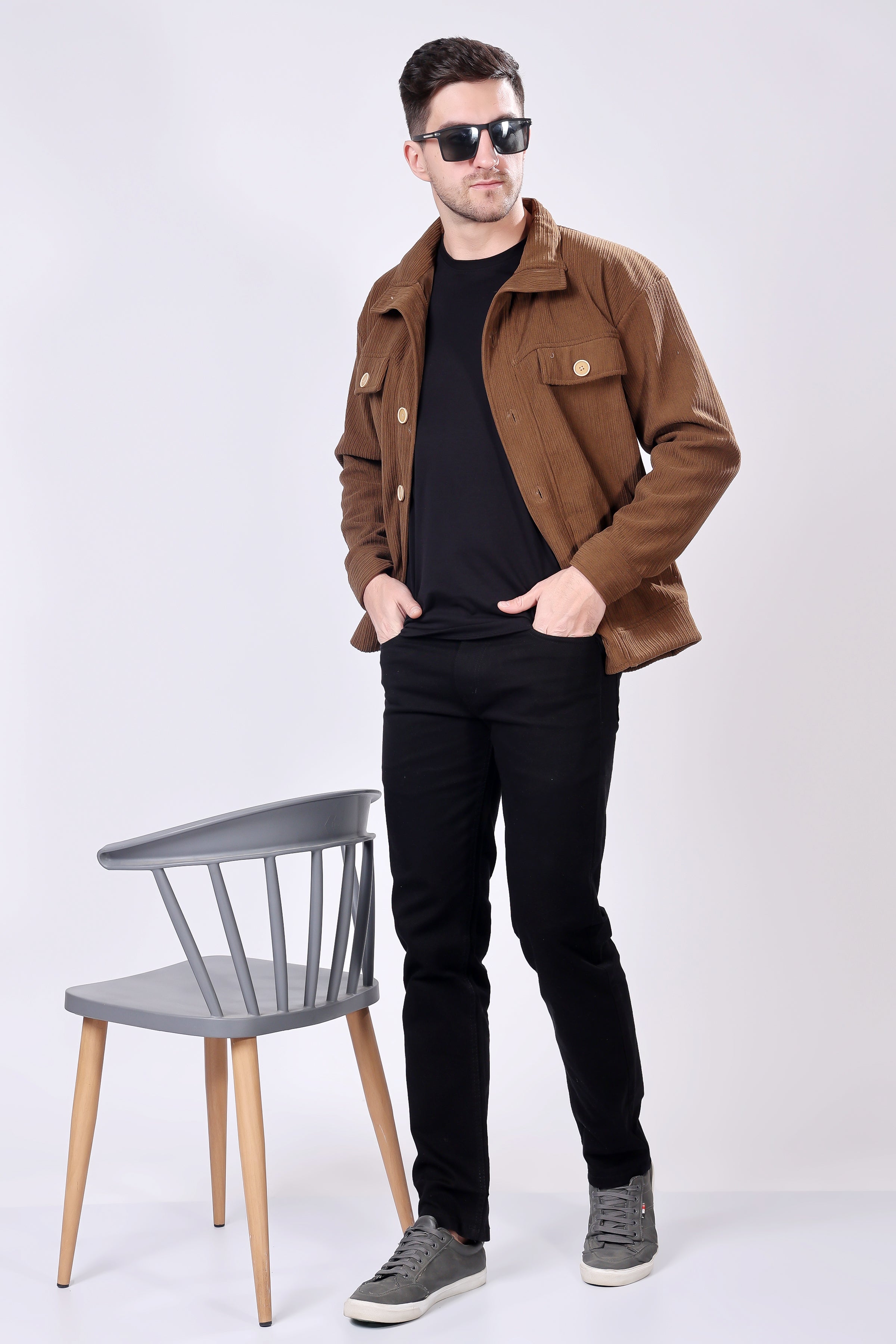 STYLOX Men's Solid Fullsleeve Fleece Shacket - Stylox