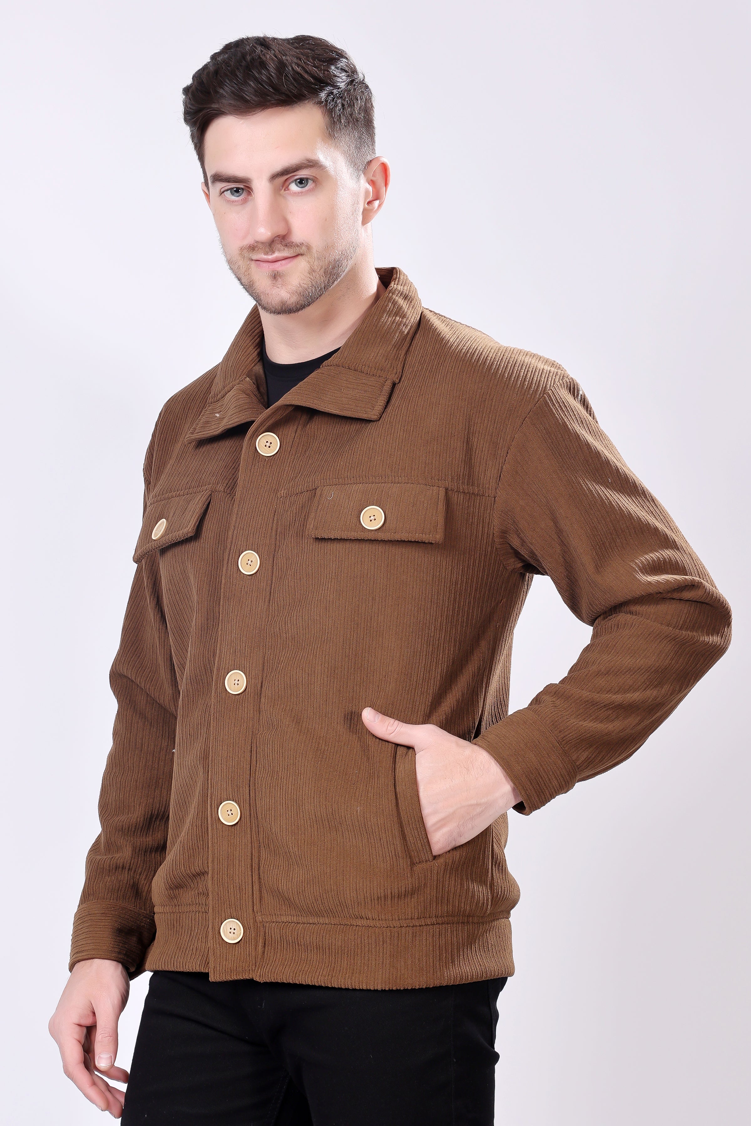 STYLOX Men's Solid Fullsleeve Fleece Shacket - Stylox