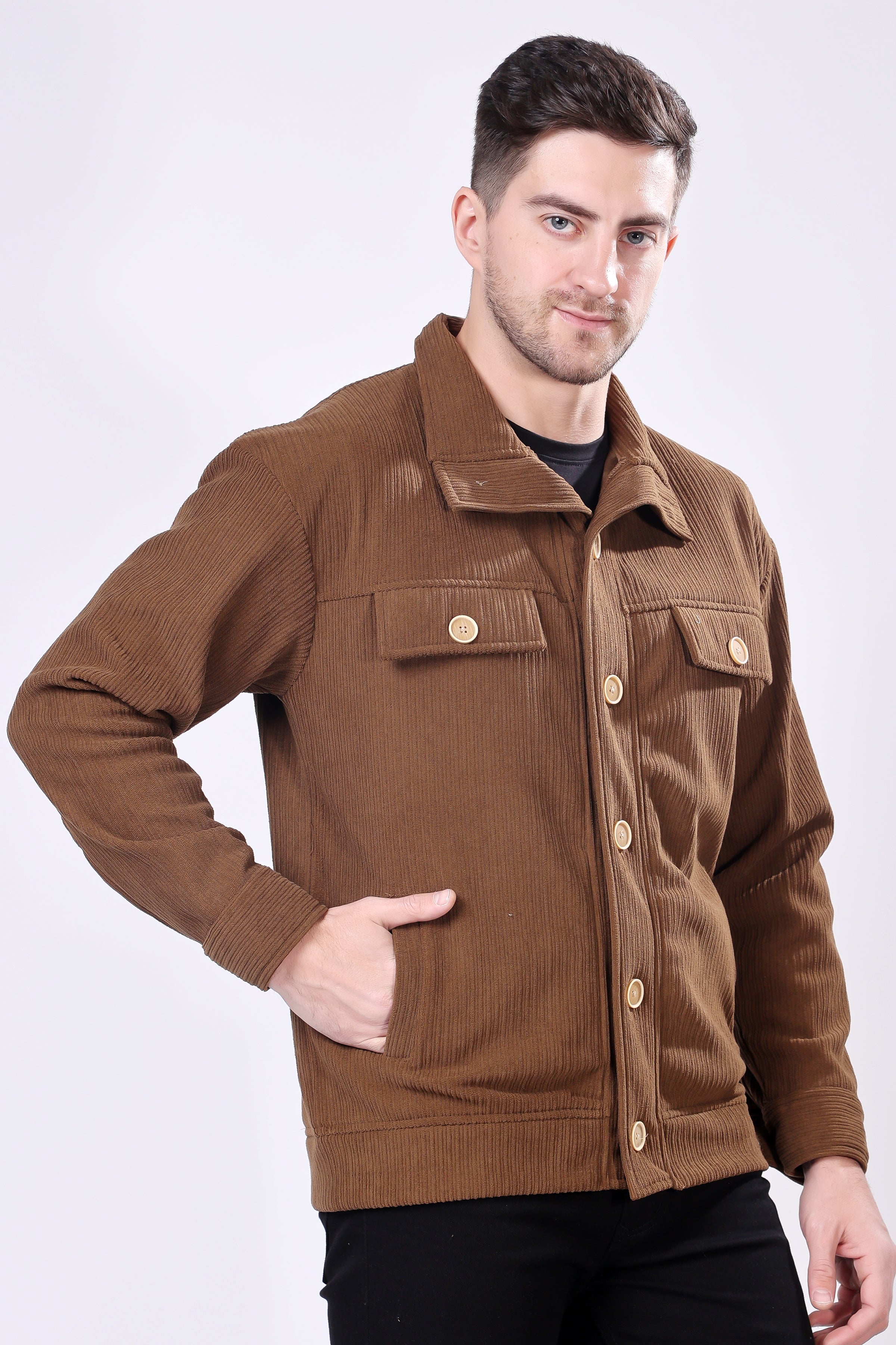 STYLOX Men's Solid Fullsleeve Fleece Shacket - Stylox