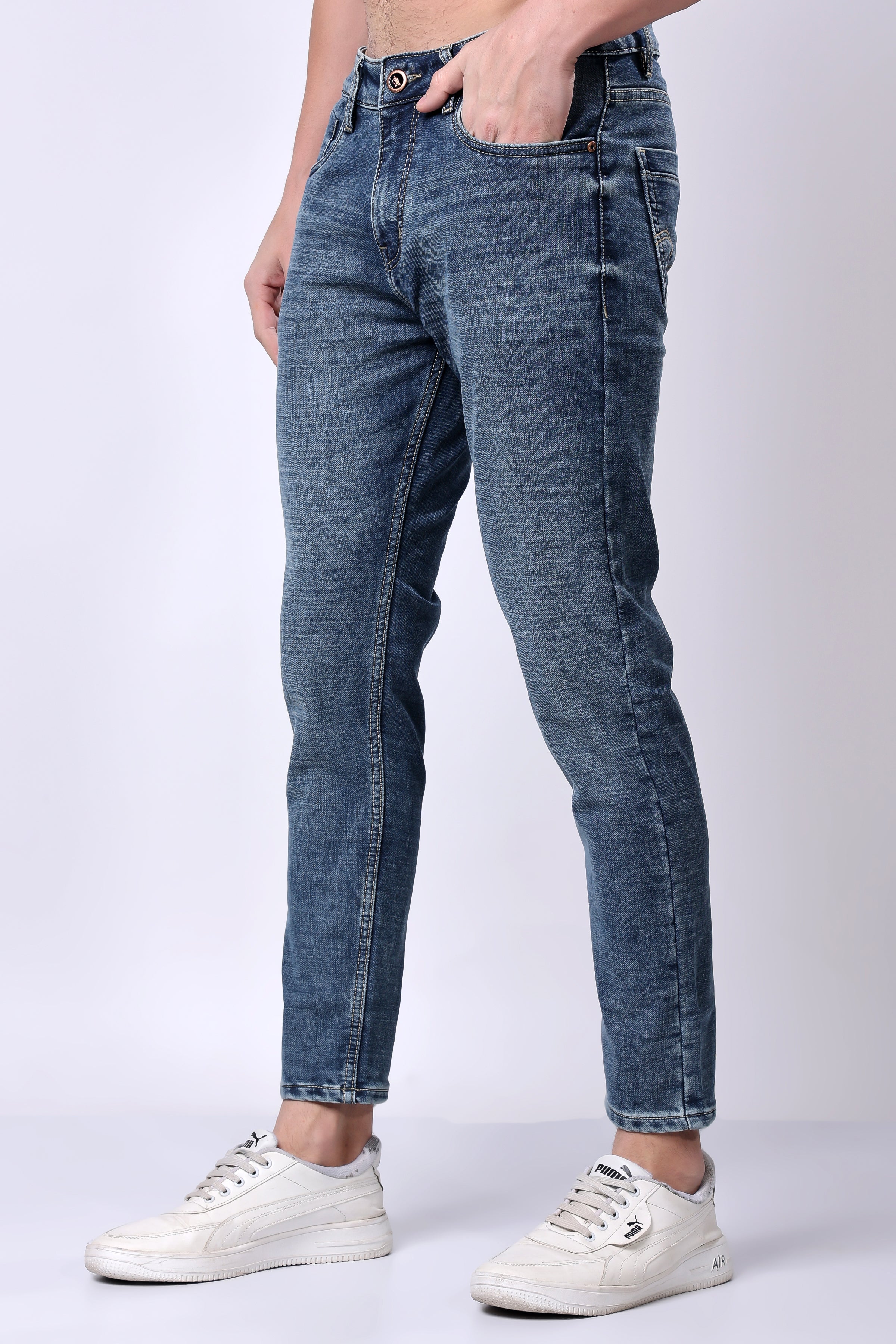 Stylox Ankle Fit Jeans for Men's | Greenish Blue | - Stylox