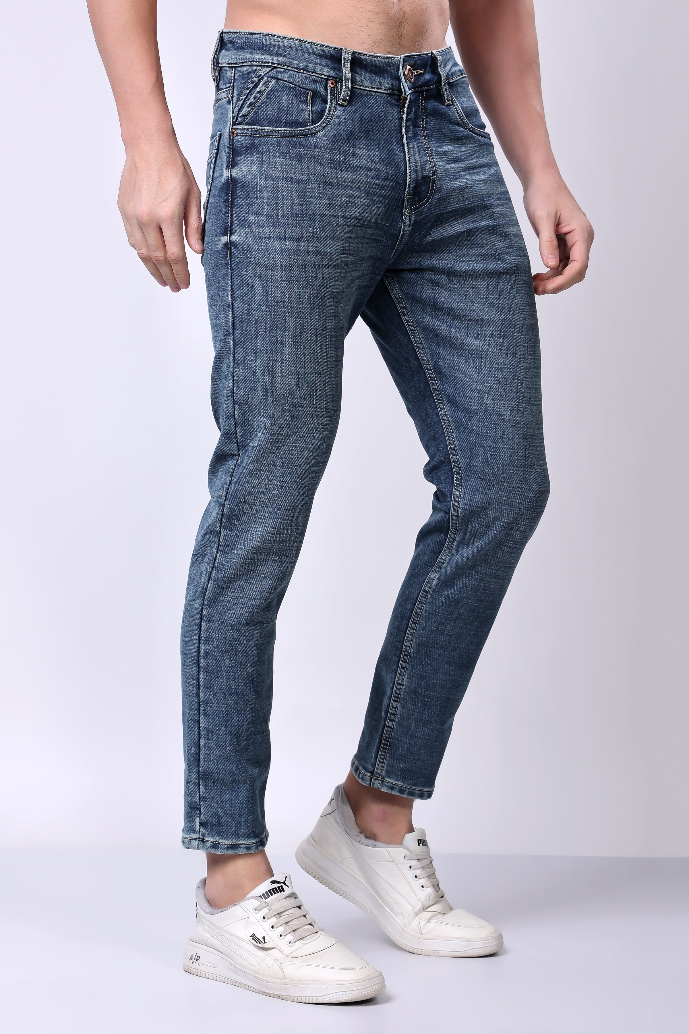 Stylox Ankle Fit Jeans for Men's | Greenish Blue | - Stylox