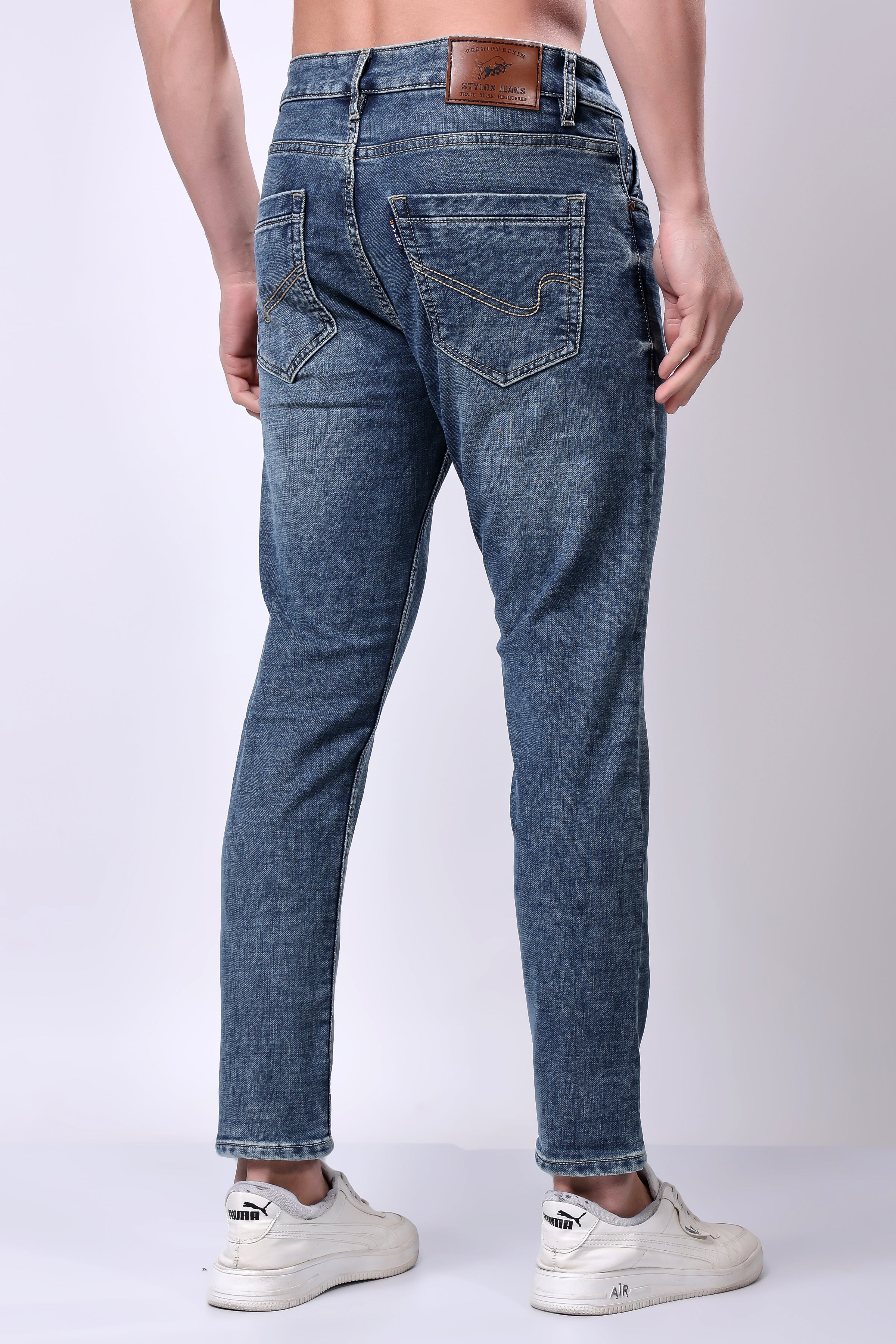 Stylox Ankle Fit Jeans for Men's | Greenish Blue | - Stylox