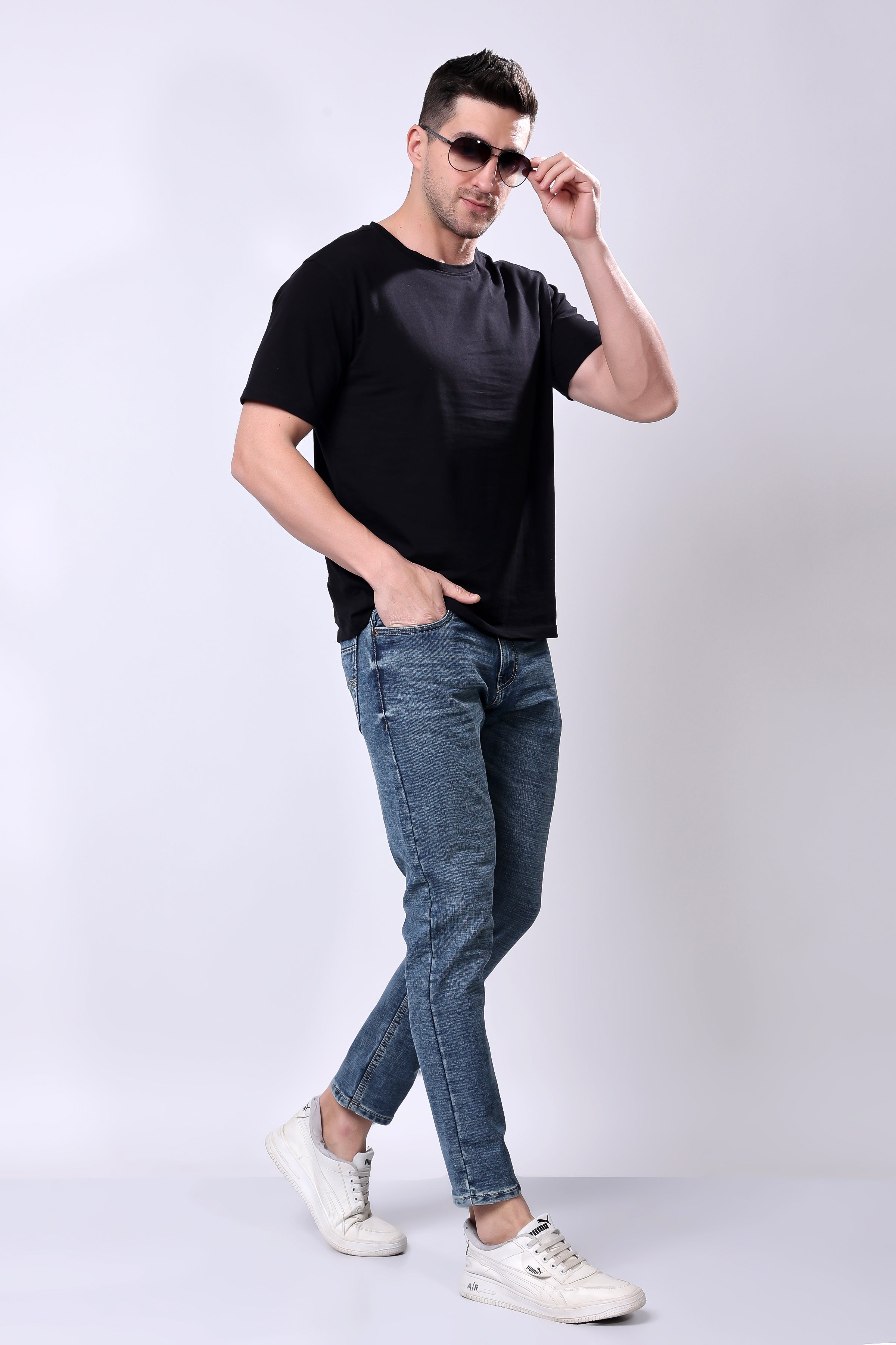 Stylox Ankle Fit Jeans for Men's | Greenish Blue | - Stylox