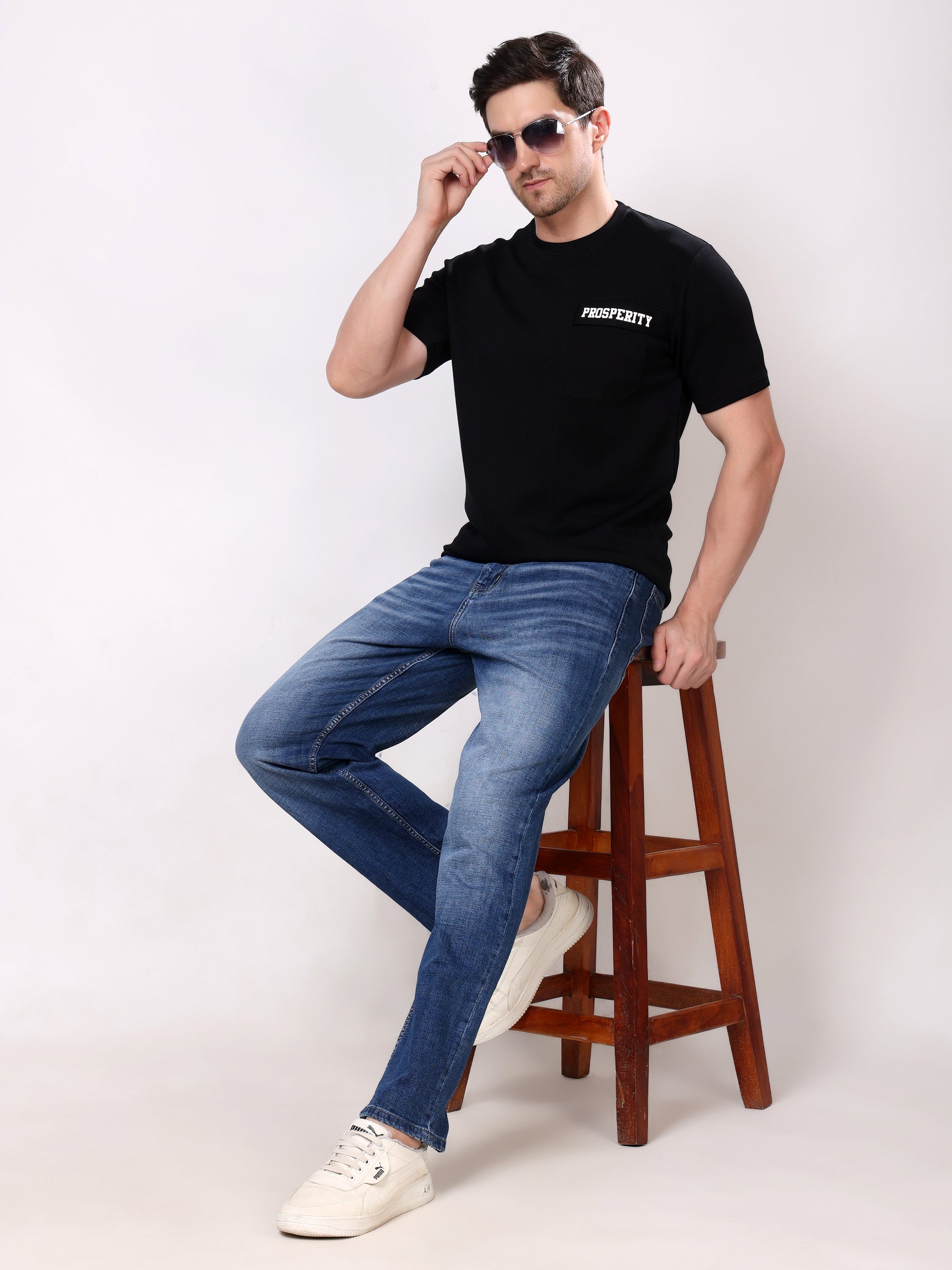 Stylox Men’s Relaxed Fit Mid-Rise Stretchable Denim Jeans