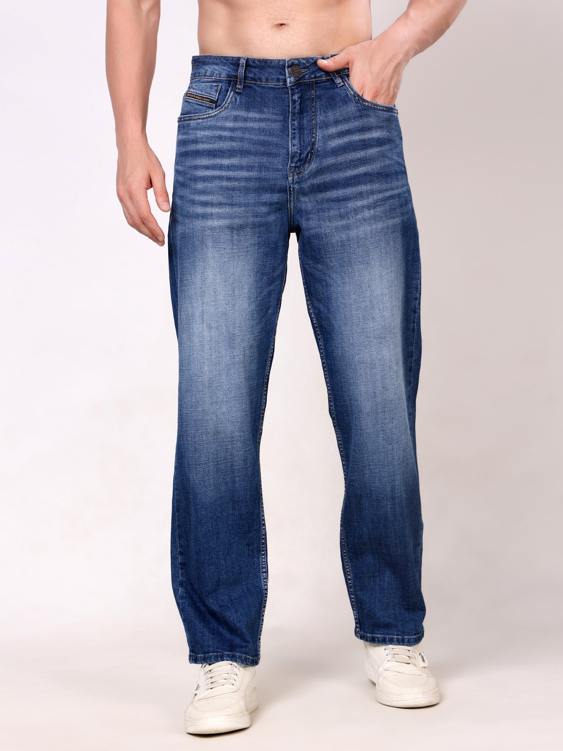 Stylox Men’s Relaxed Fit Mid-Rise Stretchable Denim Jeans