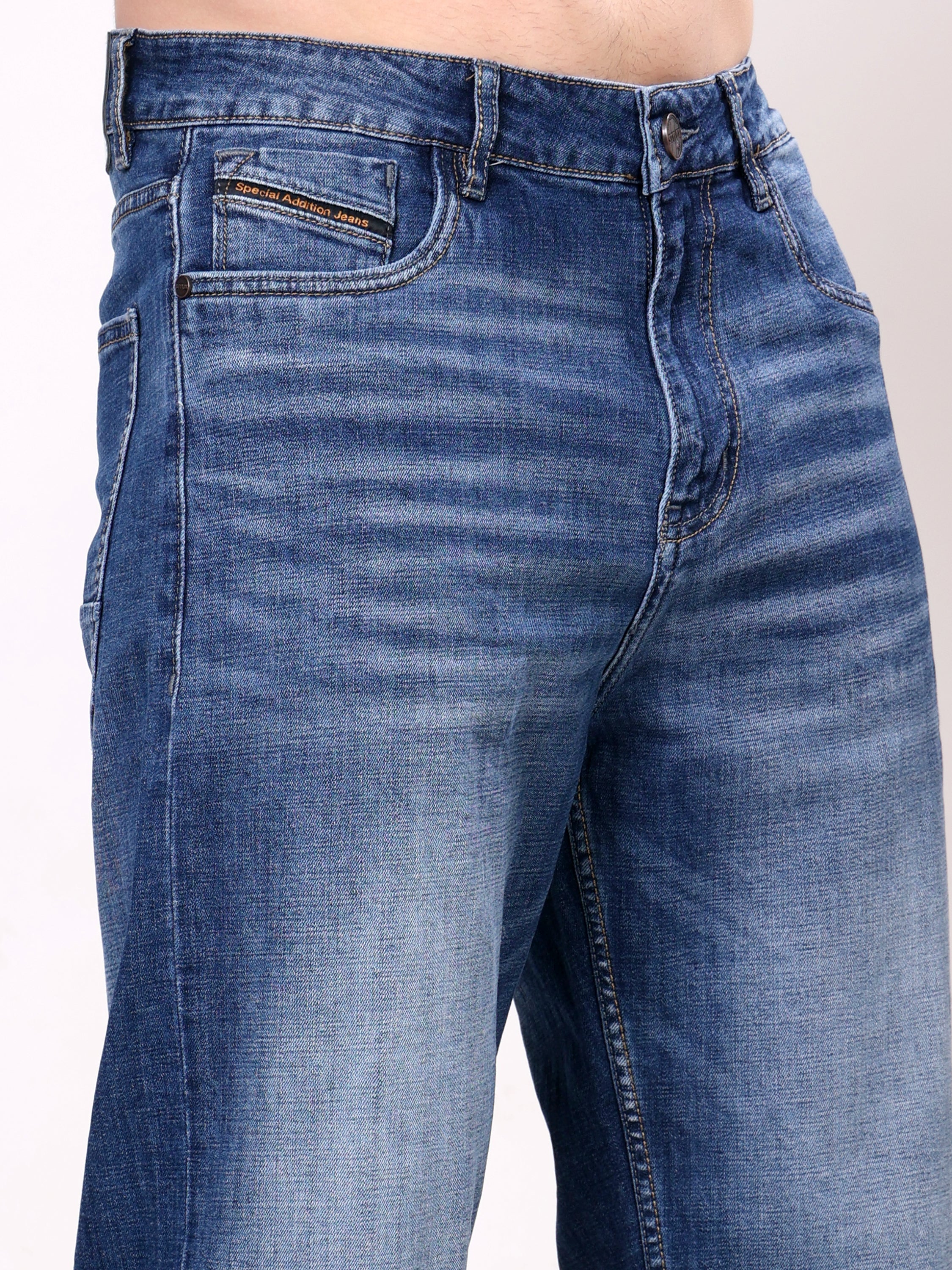Stylox Men’s Relaxed Fit Mid-Rise Stretchable Denim Jeans