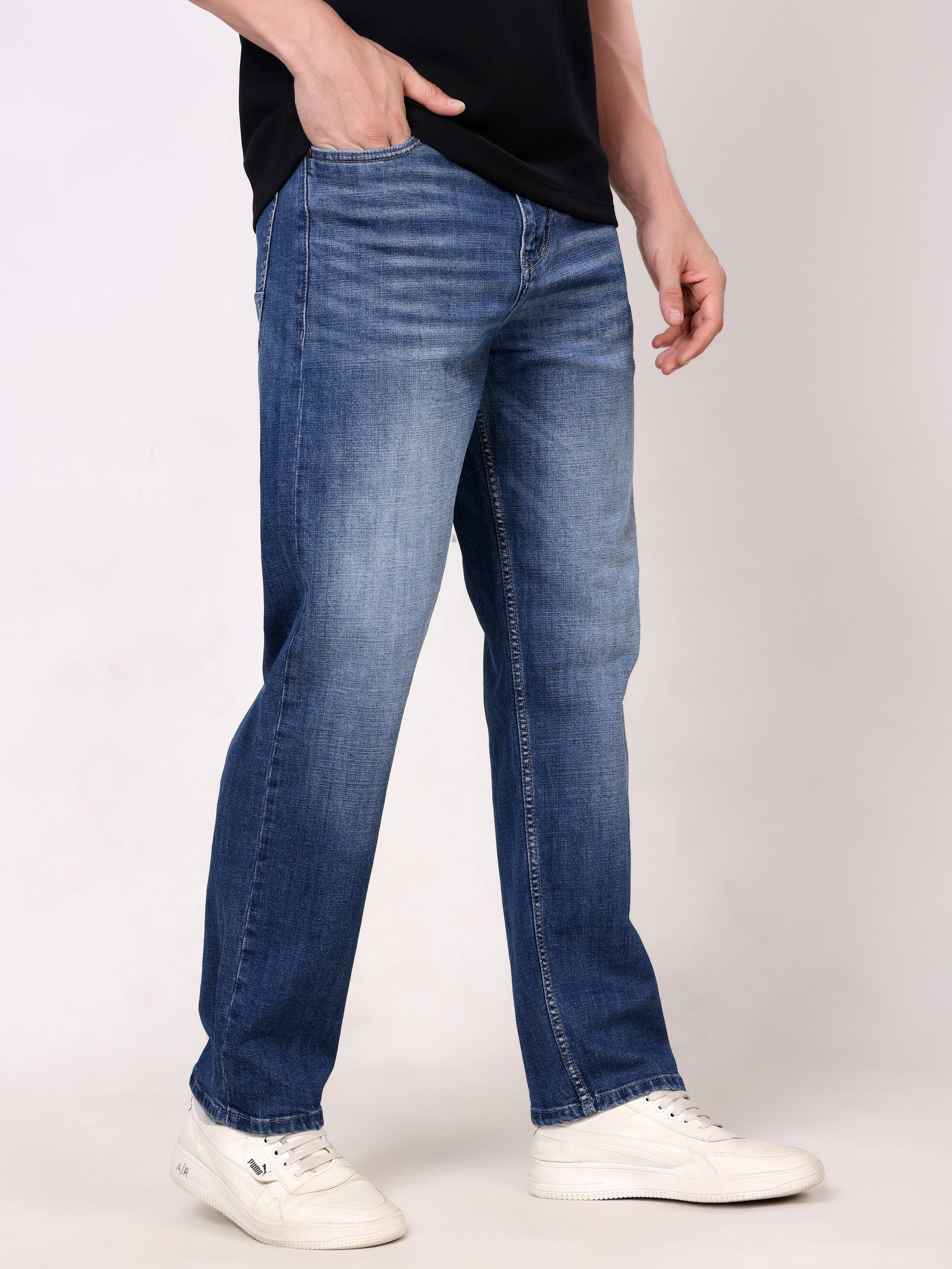Stylox Men’s Relaxed Fit Mid-Rise Stretchable Denim Jeans