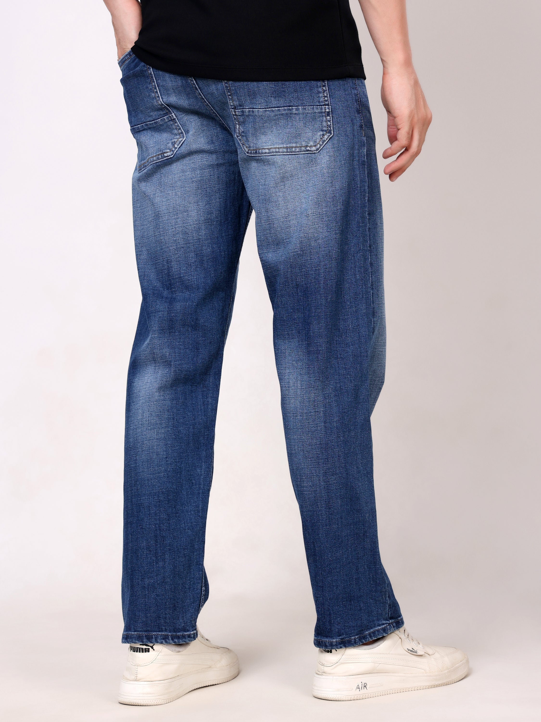 Stylox Men’s Relaxed Fit Mid-Rise Stretchable Denim Jeans