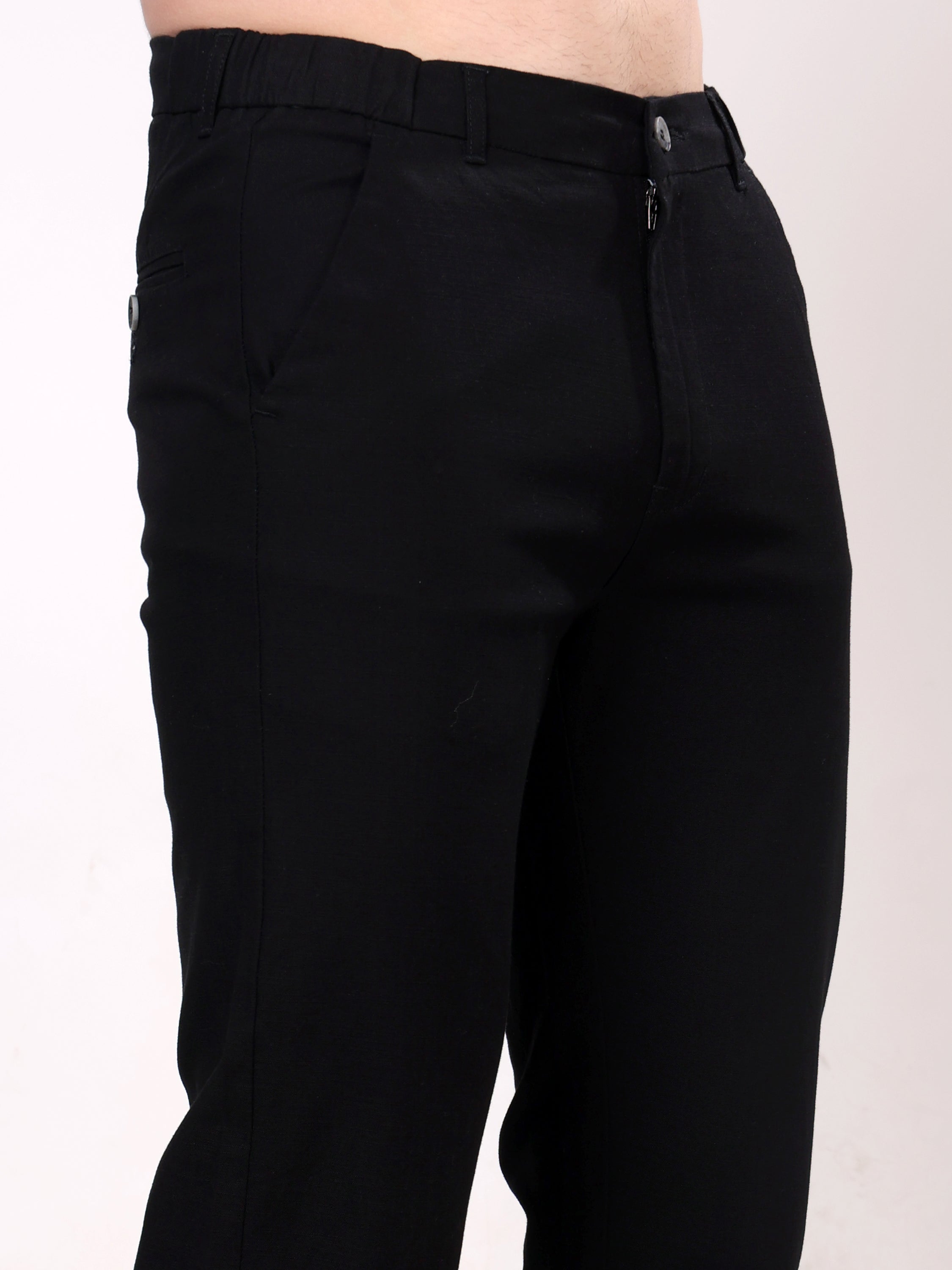 Stylox Men's Comfort Fit Non-Stretch Casual Trouser with Elastic Waist