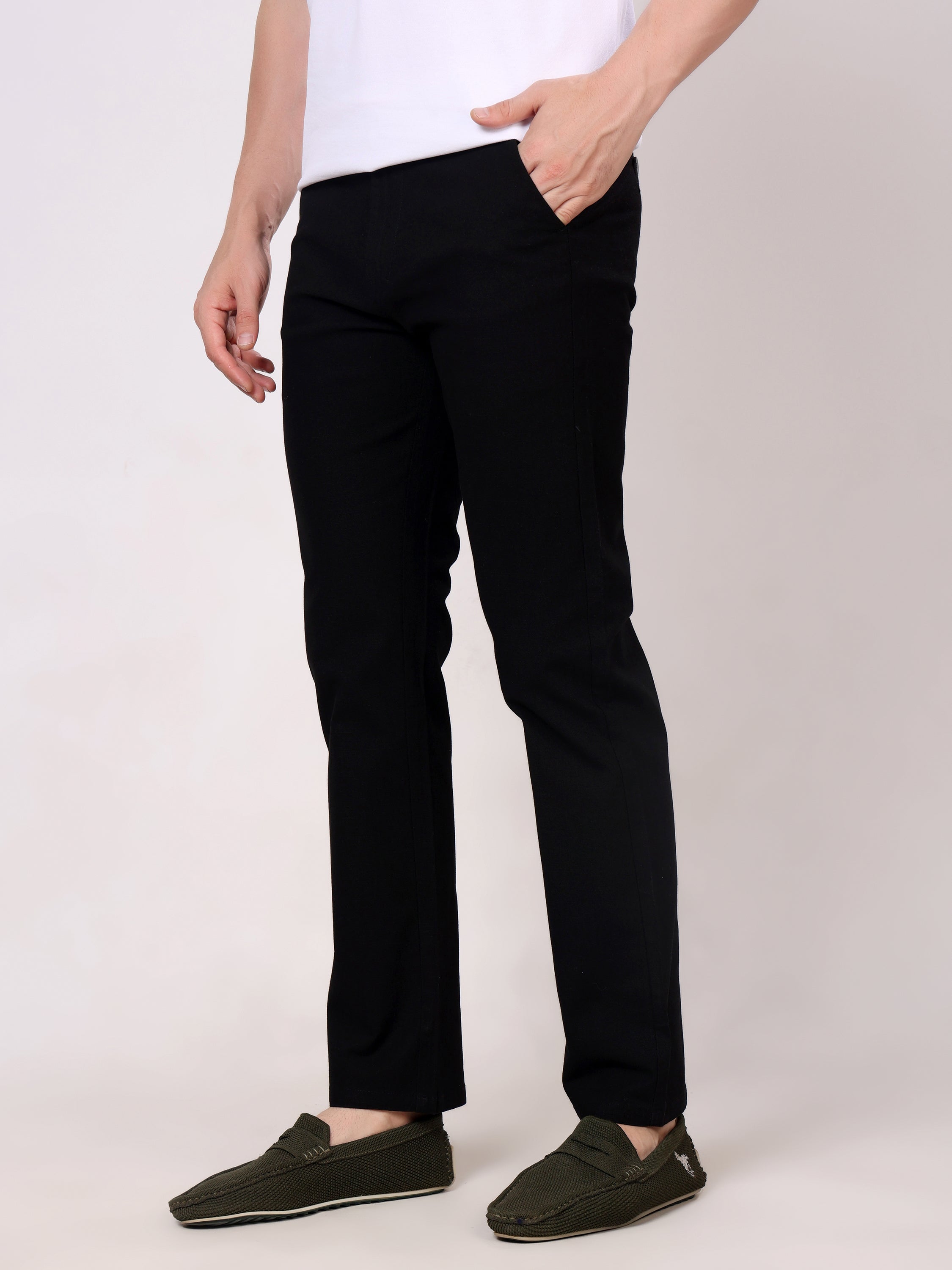 Stylox Men's Comfort Fit Non-Stretch Casual Trouser with Elastic Waist
