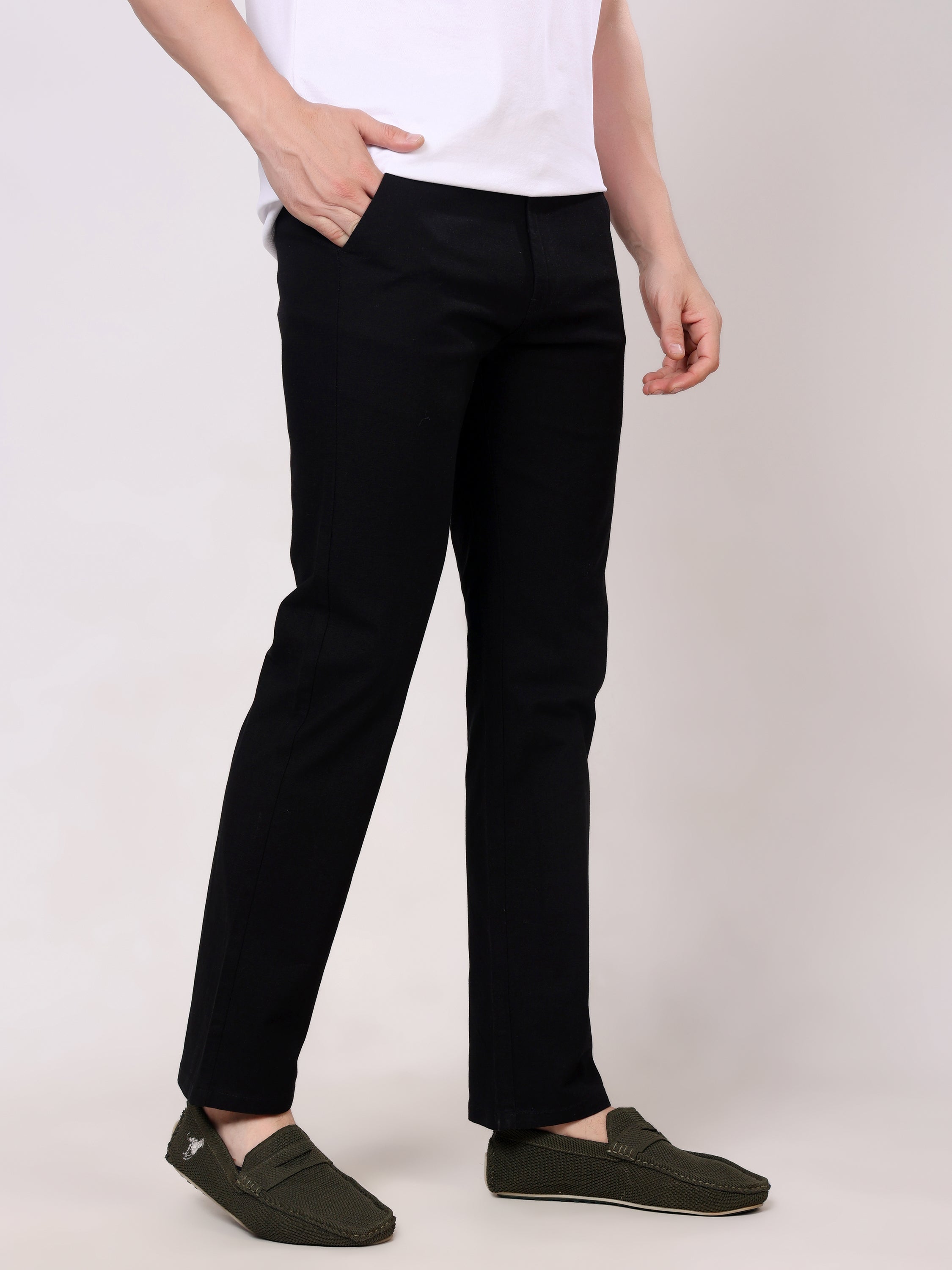 Stylox Men's Comfort Fit Non-Stretch Casual Trouser with Elastic Waist