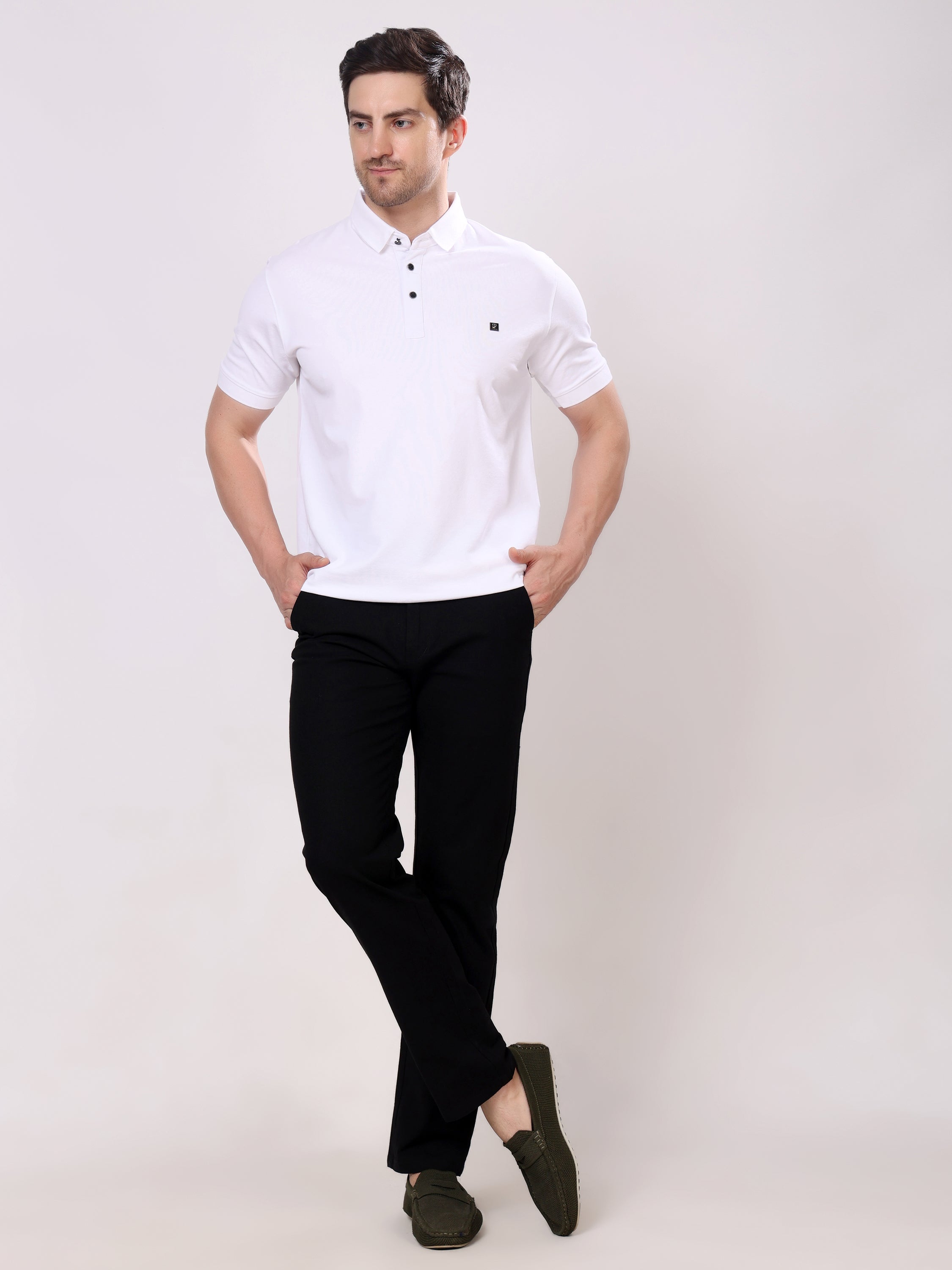 Stylox Men's Comfort Fit Non-Stretch Casual Trouser with Elastic Waist