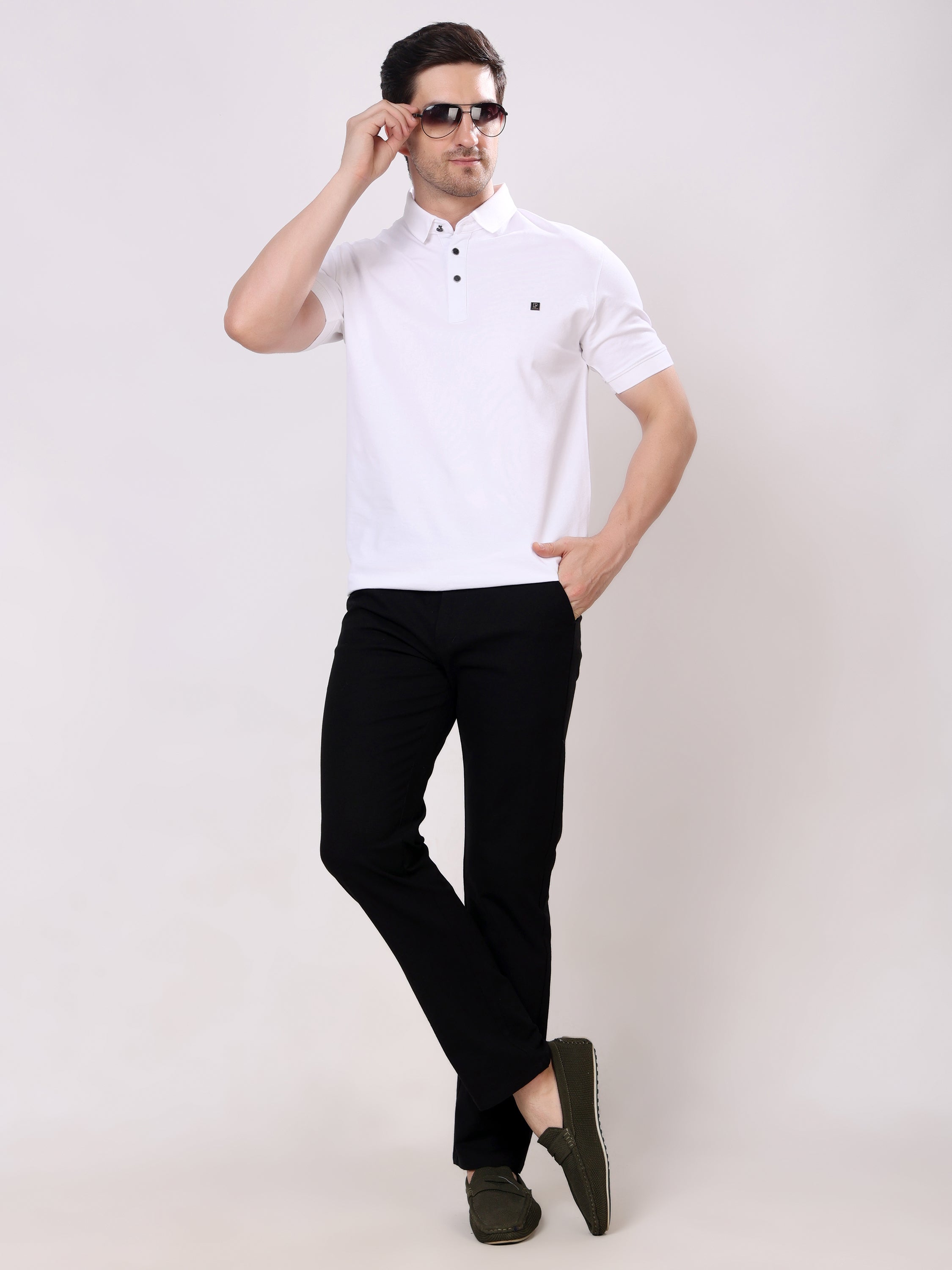 Stylox Men's Comfort Fit Non-Stretch Casual Trouser with Elastic Waist