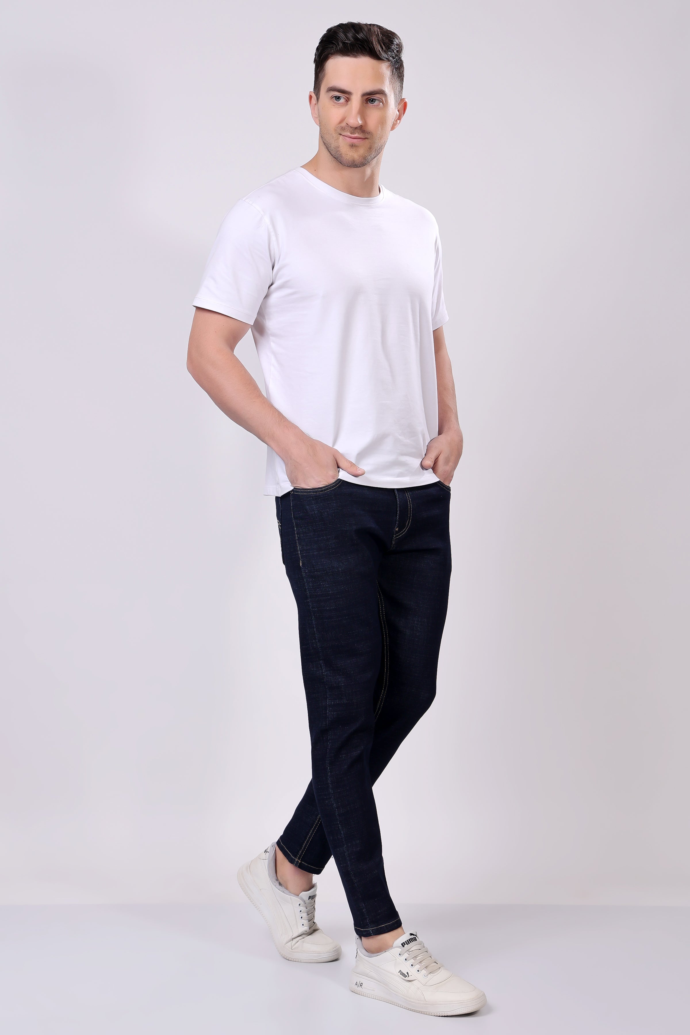 STYLOX Men’s Dark Blue Ankle Fit Jeans - Premium Denim, - Stylox