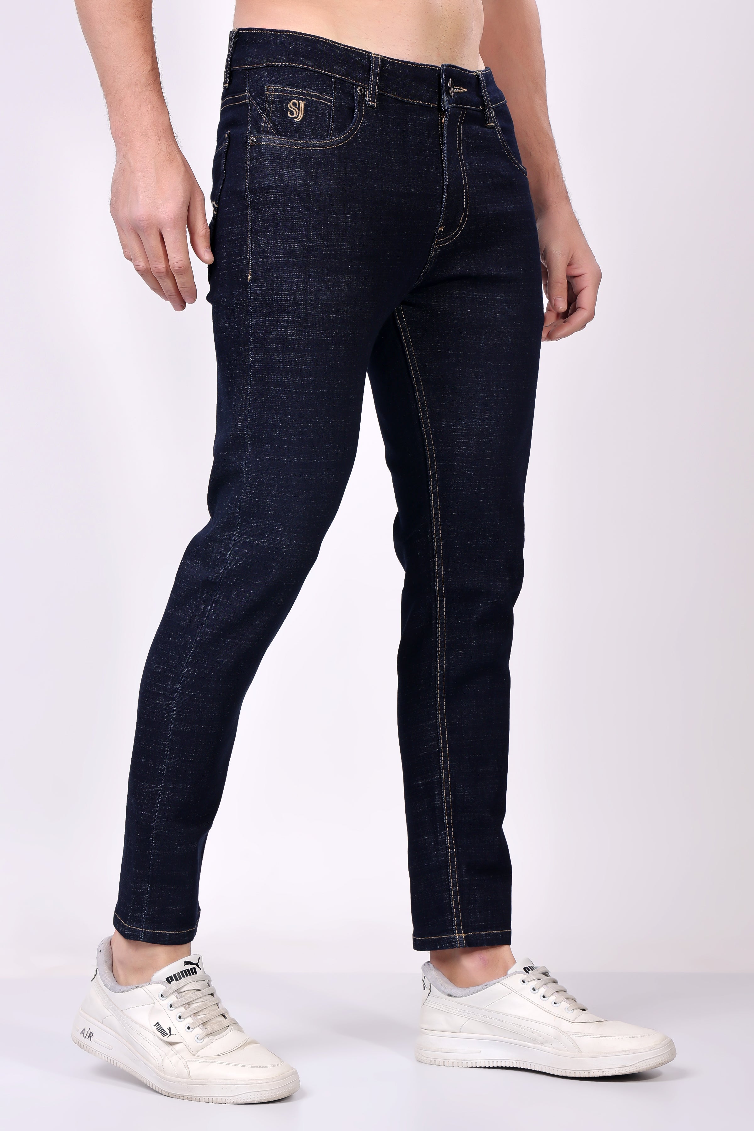 STYLOX Men’s Dark Blue Ankle Fit Jeans - Premium Denim, - Stylox