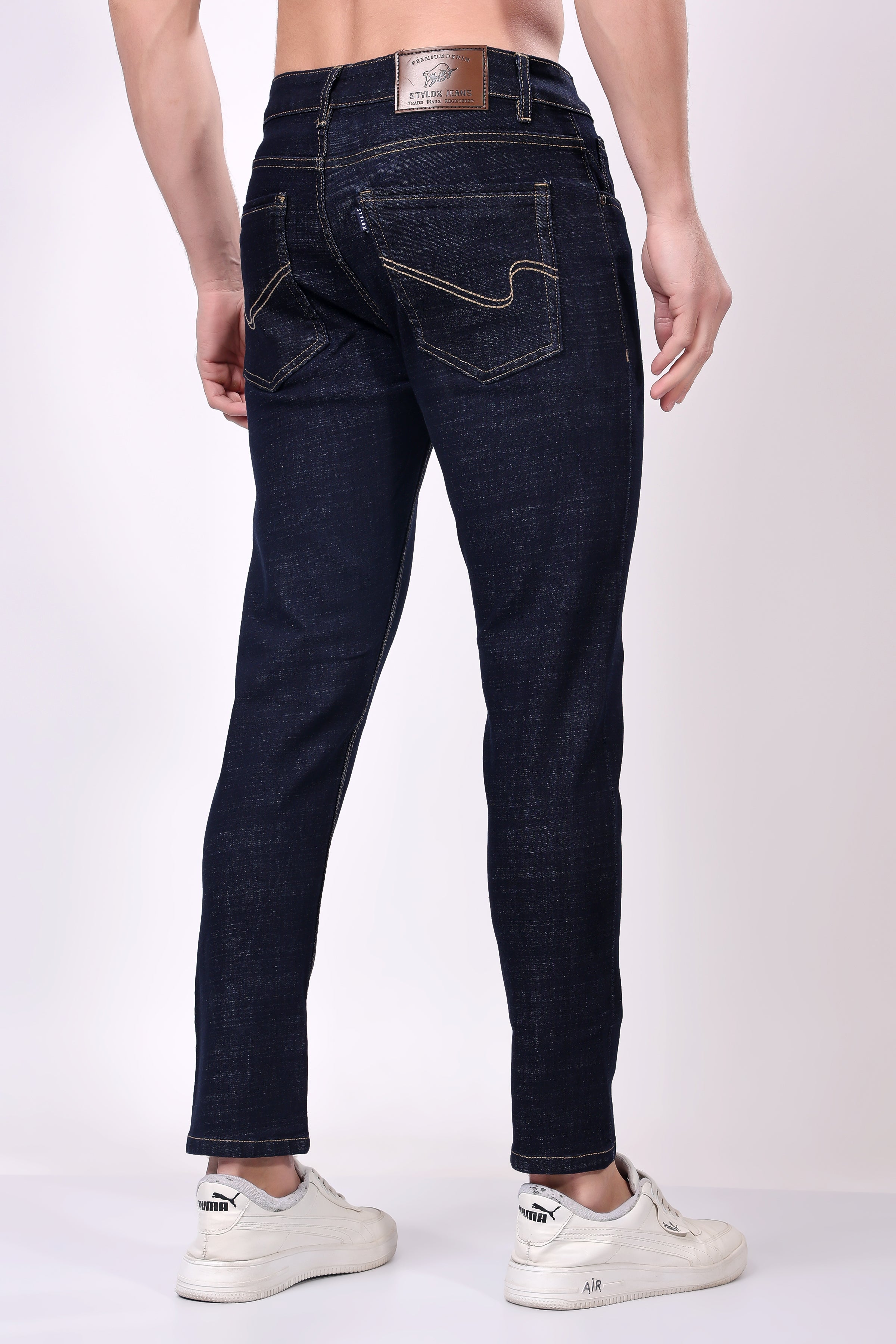 STYLOX Men’s Dark Blue Ankle Fit Jeans - Premium Denim, - Stylox