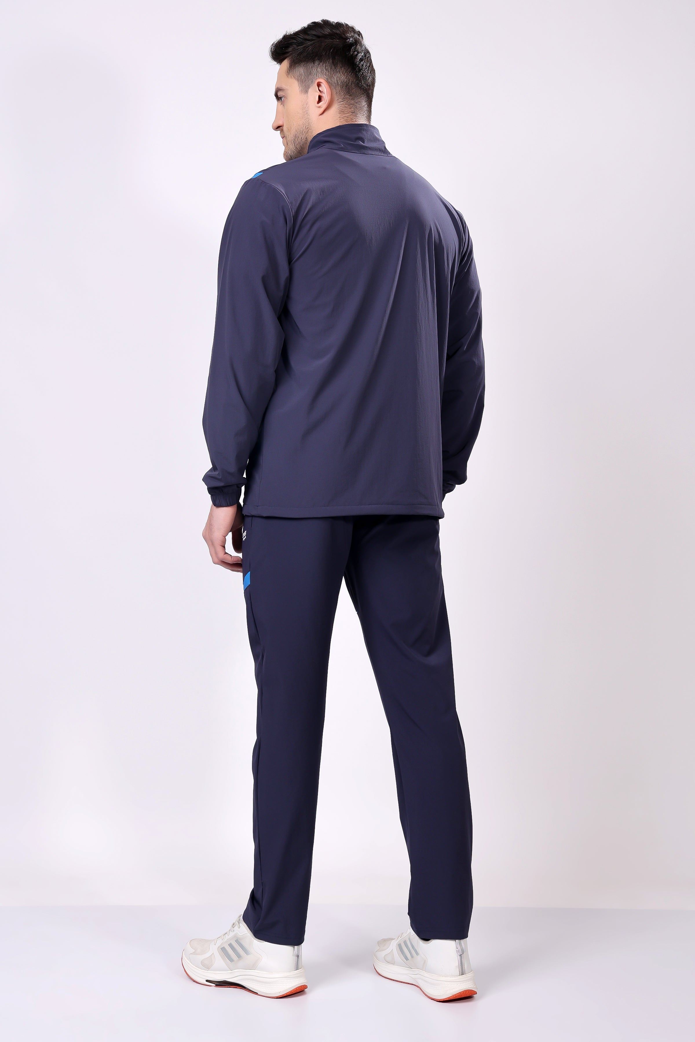 Stylox Men’s Dark Blue Tracksuit | Full Zip High Neck Jacket & Track Pants Set | Lightweight Polyester Activewear for Gym, Running & Training - Stylox