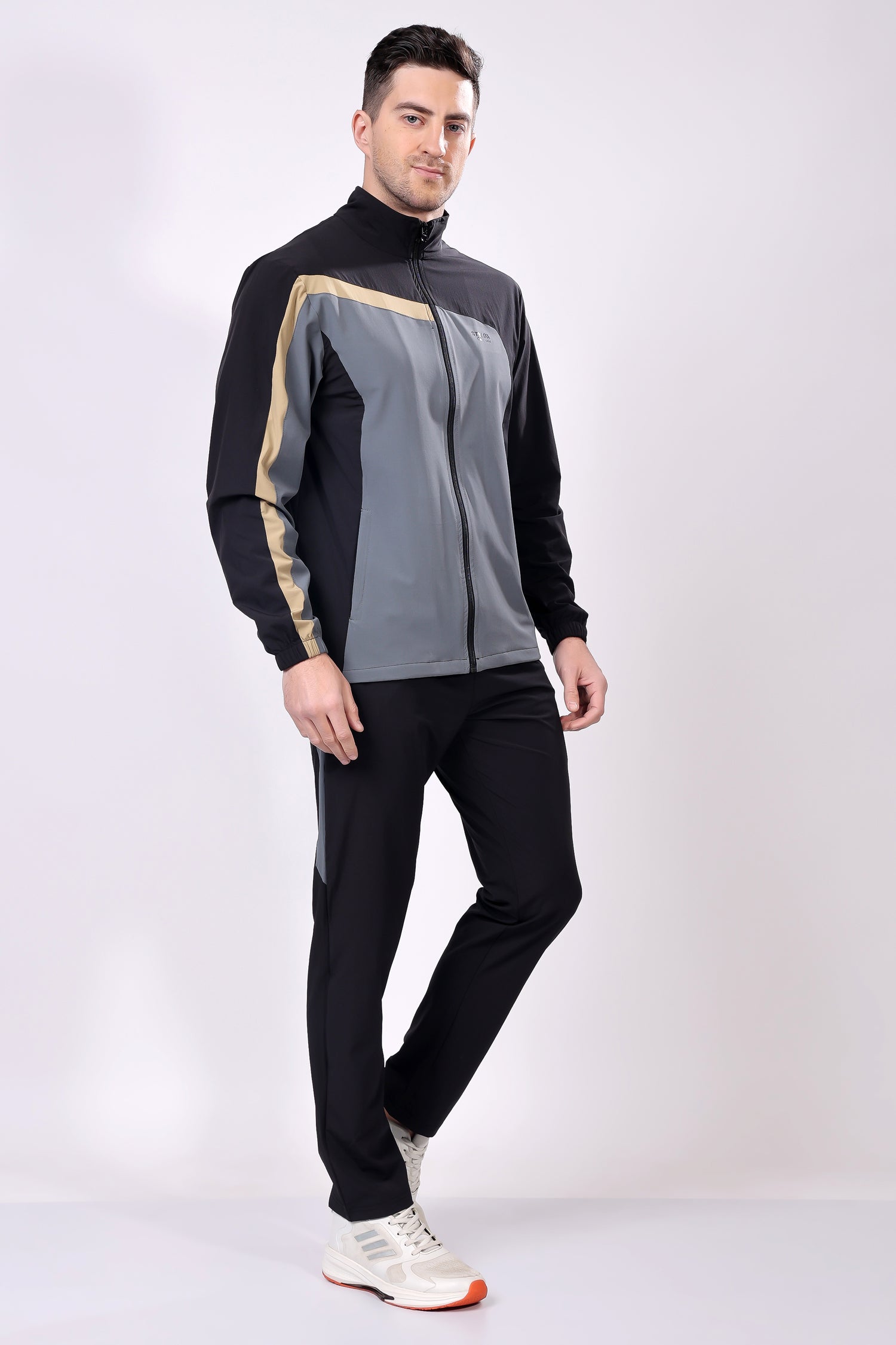 Stylox Men’s Colorblock Tracksuit | Full Zip High Neck Jacket &amp; Jogger Pants Set | Lightweight Polyester Activewear for Gym, Training &amp; Casual Wear