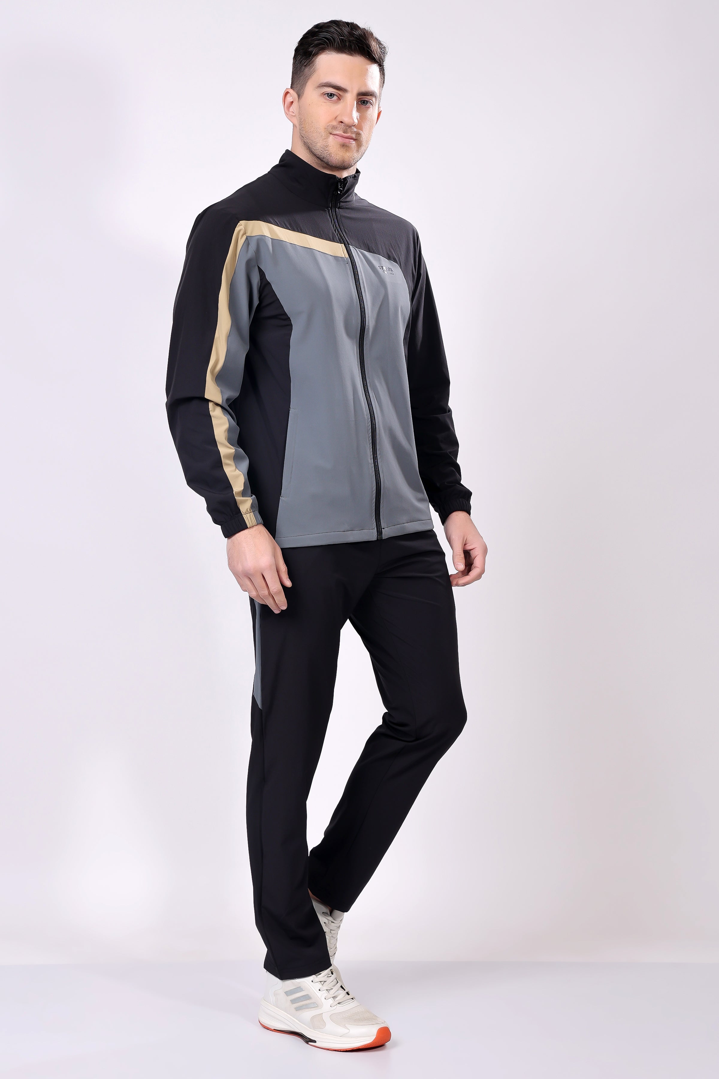 Stylox Men’s Colorblock Tracksuit | Full Zip High Neck Jacket &amp; Jogger Pants Set | Lightweight Polyester Activewear for Gym, Training &amp; Casual Wear