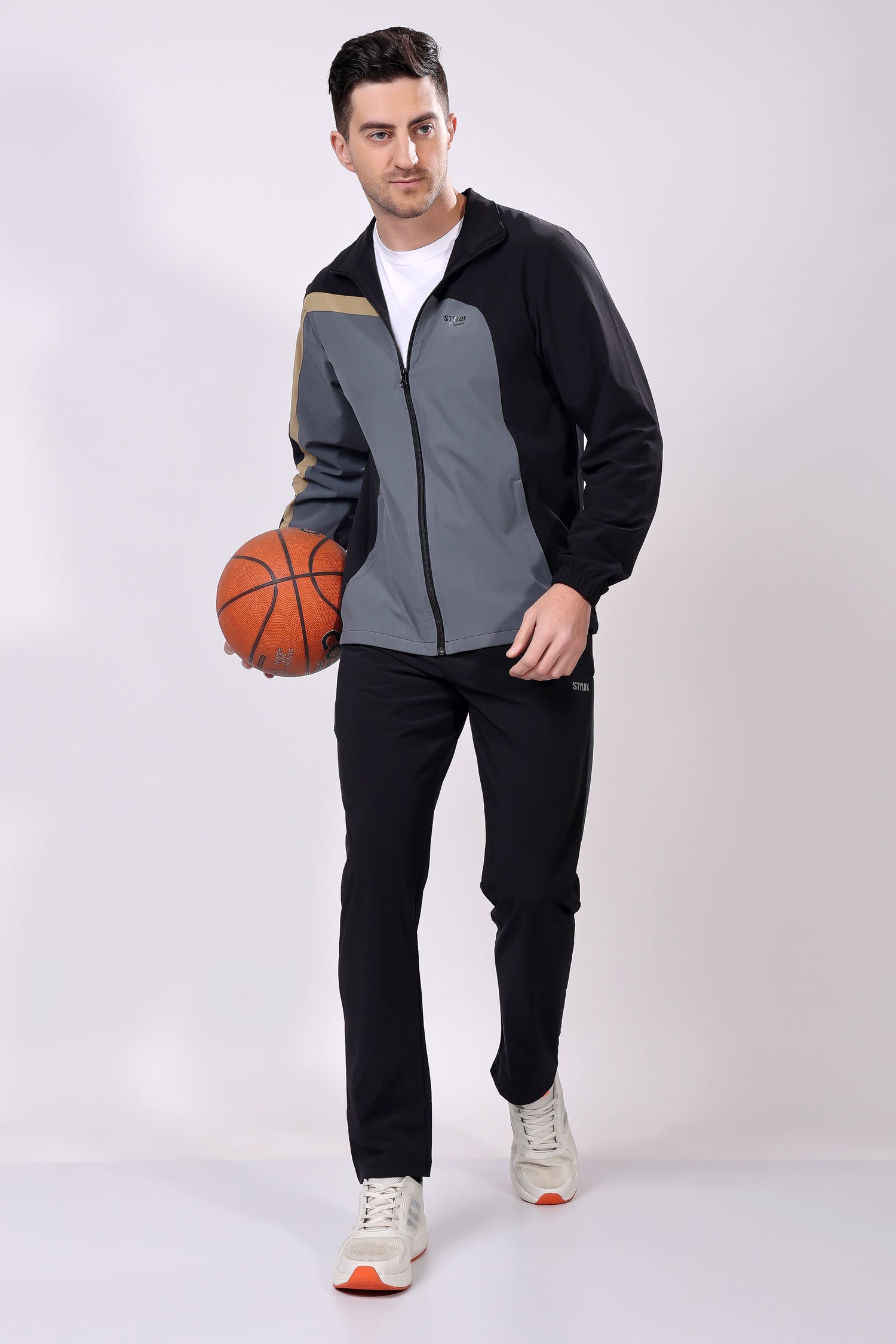 Stylox Men’s Colorblock Tracksuit | Full Zip High Neck Jacket &amp; Jogger Pants Set | Lightweight Polyester Activewear for Gym, Training &amp; Casual Wear