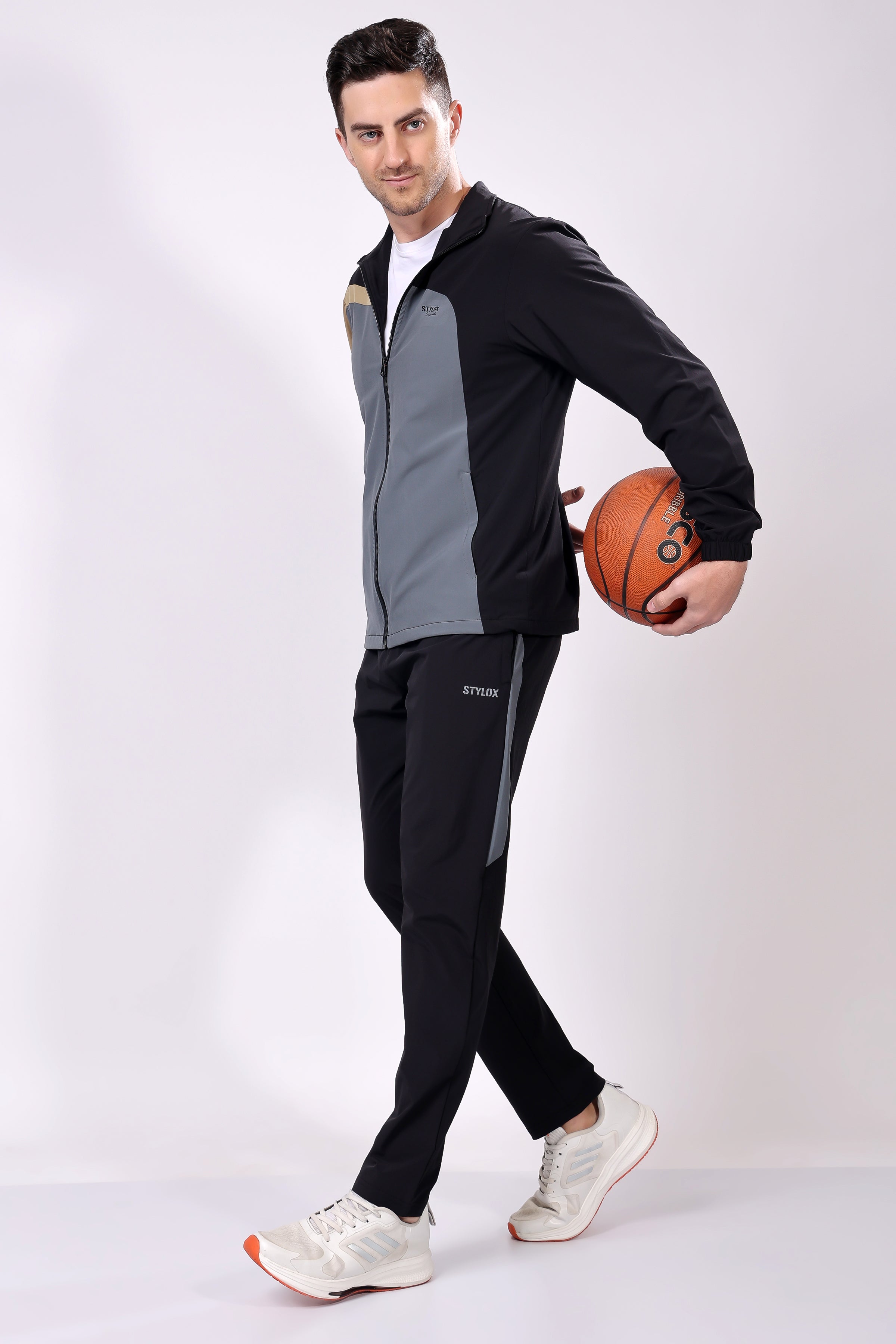 Stylox Men’s Colorblock Tracksuit | Full Zip High Neck Jacket &amp; Jogger Pants Set | Lightweight Polyester Activewear for Gym, Training &amp; Casual Wear