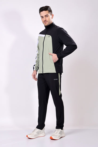 Stylox Men’s Colorblock Tracksuit | Full Zip High Neck Jacket &amp; Jogger Pants Set | Lightweight Polyester Activewear for Gym, Training &amp; Casual Wear