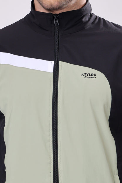 Stylox Men’s Colorblock Tracksuit | Full Zip High Neck Jacket &amp; Jogger Pants Set | Lightweight Polyester Activewear for Gym, Training &amp; Casual Wear