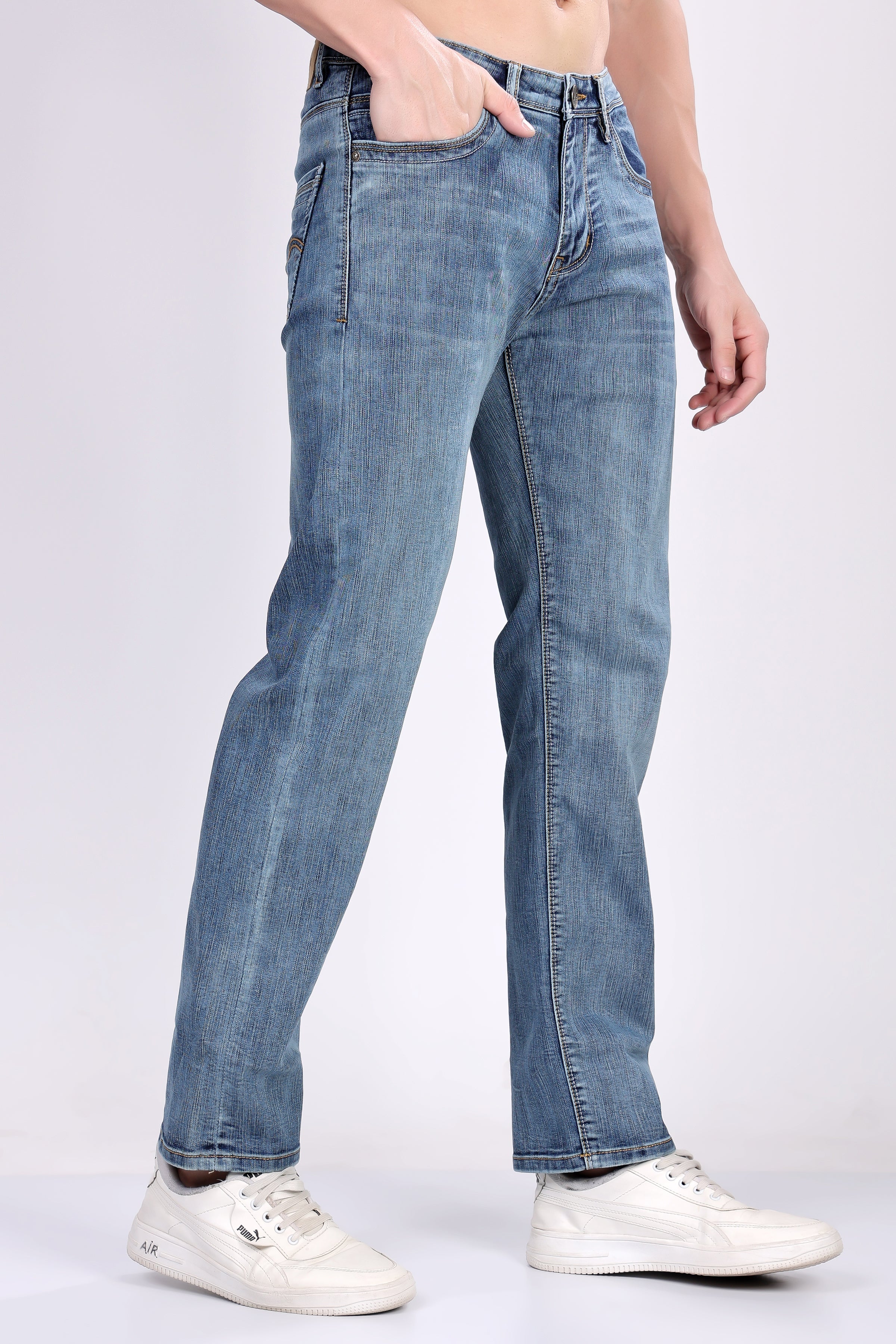 STYLOX GREENISH BLUE COMFORT FIT JEANS