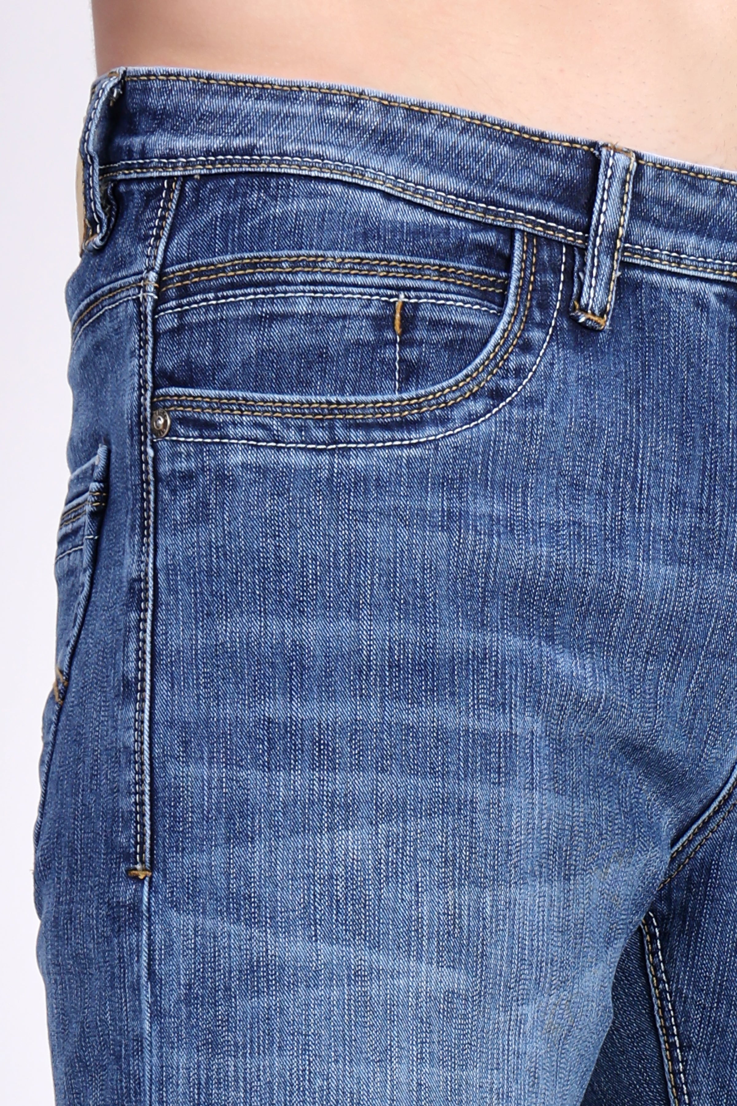Stylox Men’s Comfort Fit Jeans in Mid Light Blue - - Stylox
