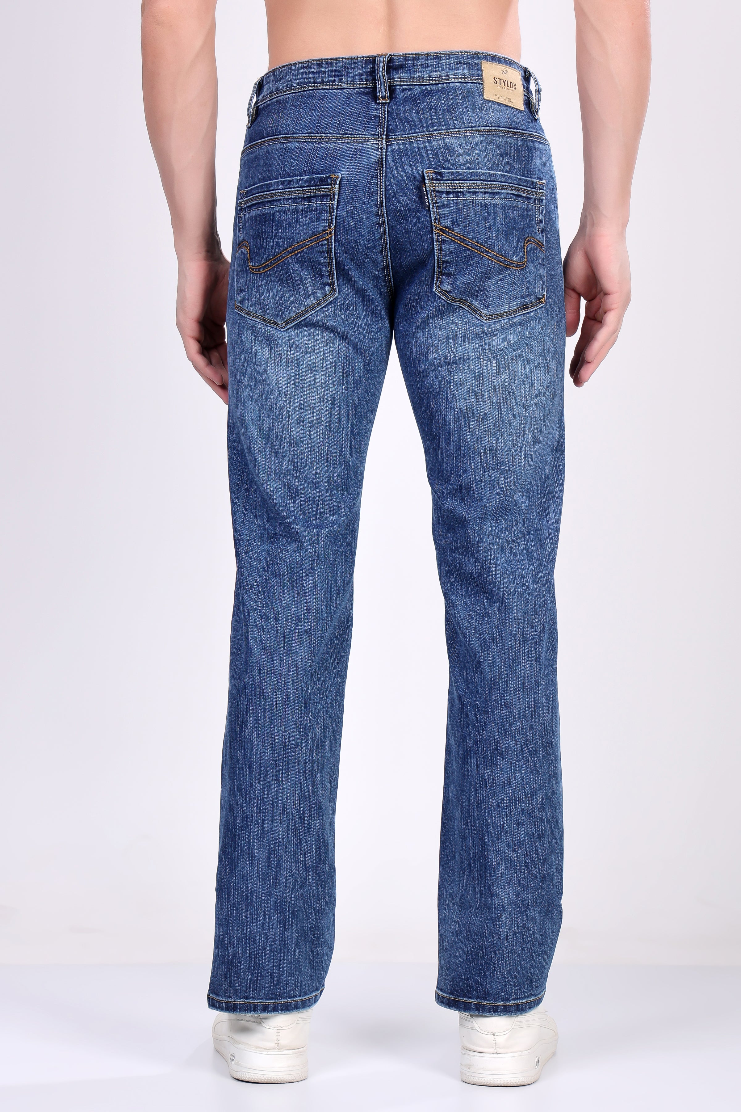 Stylox Men’s Comfort Fit Jeans in Mid Light Blue - - Stylox
