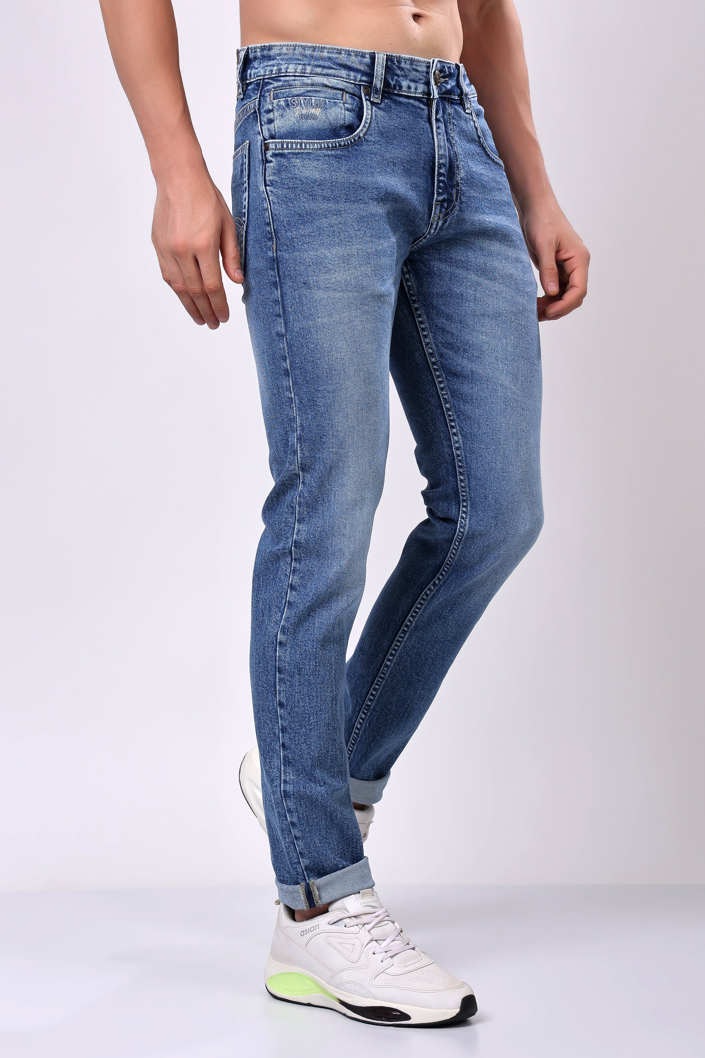 Stylox Slim Fit Jeans for Men's | Sky Blue | - Stylox
