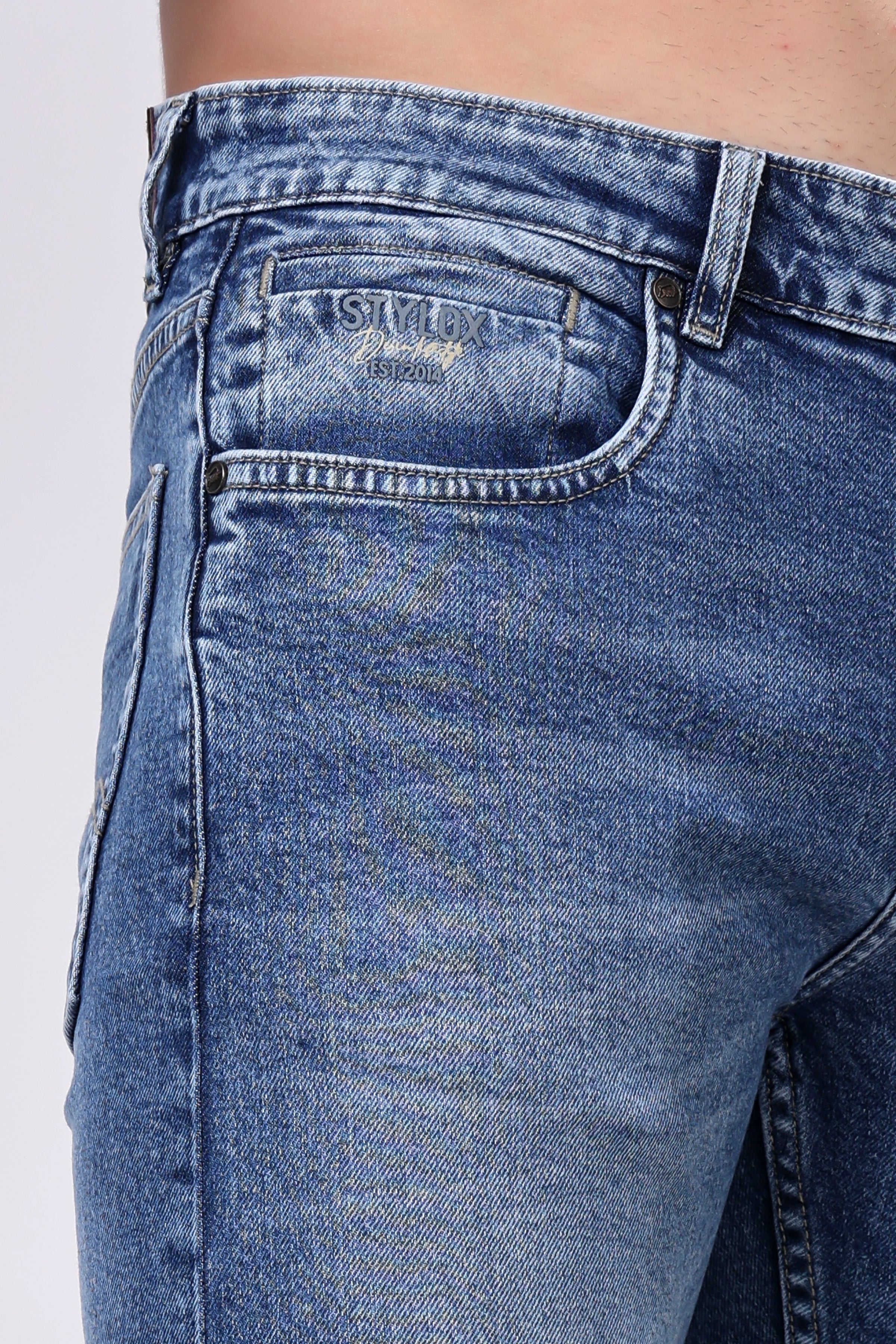 Stylox Slim Fit Jeans for Men's | Sky Blue | - Stylox