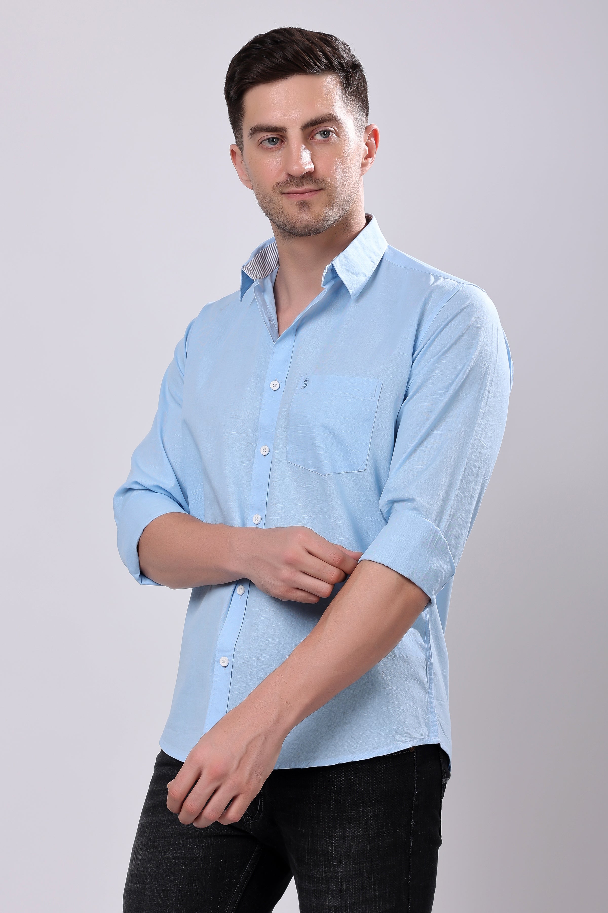 Stylox Men's Full Sleeve Solid Casual Shirt – Premium Cotton Blend Regular Fit Shirt for Everyday Comfort & Style