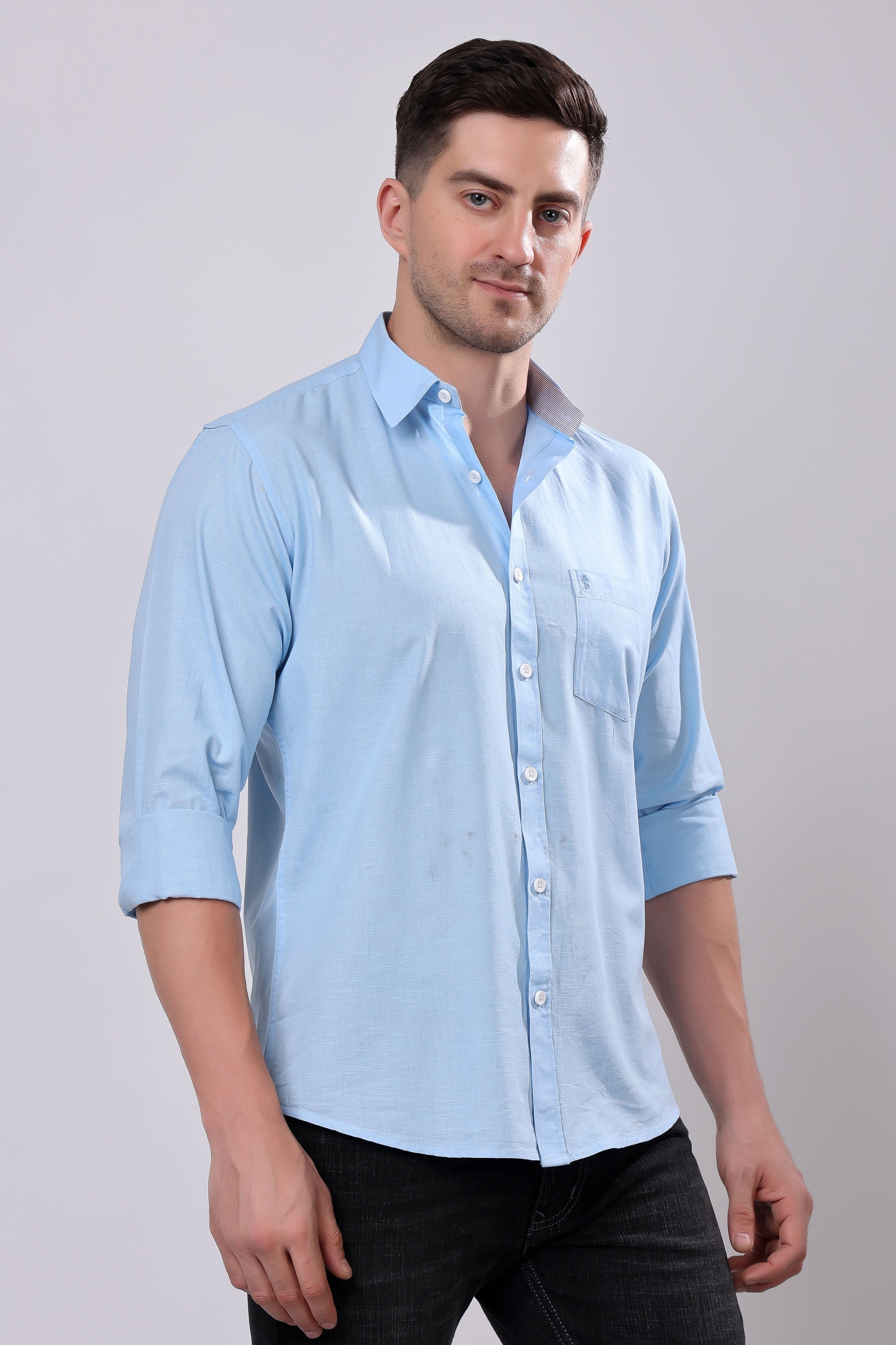 Stylox Men's Full Sleeve Solid Casual Shirt – Premium Cotton Blend Regular Fit Shirt for Everyday Comfort & Style