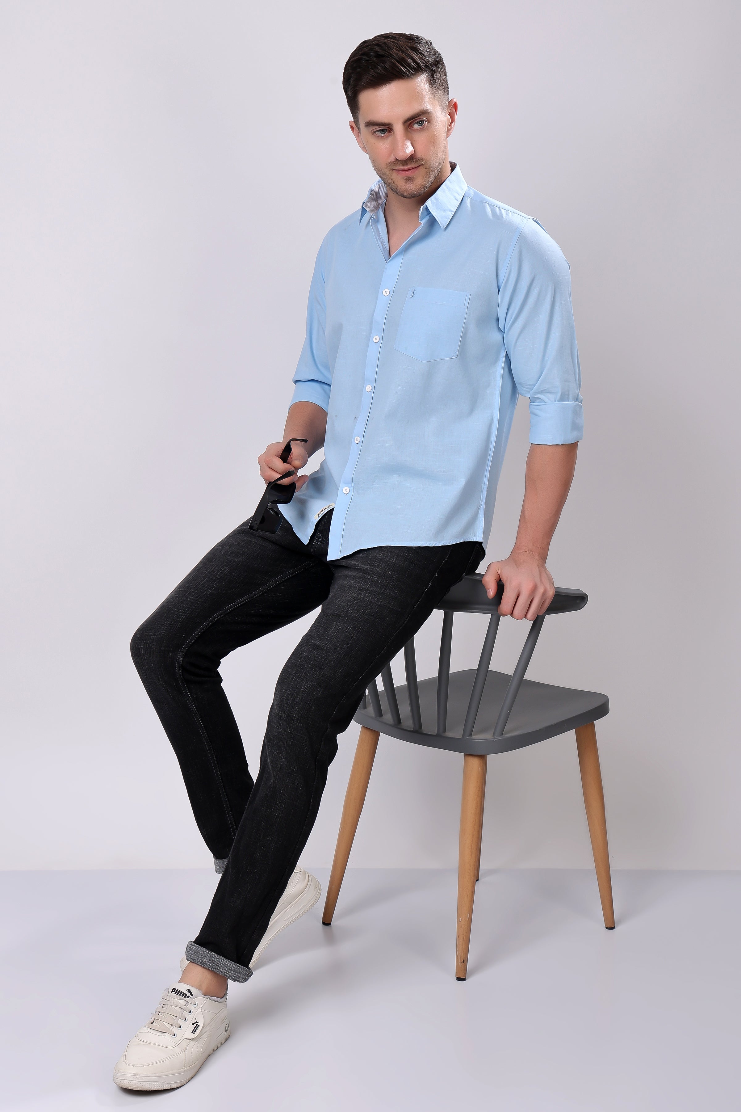 Stylox Men's Full Sleeve Solid Casual Shirt – Premium Cotton Blend Regular Fit Shirt for Everyday Comfort & Style