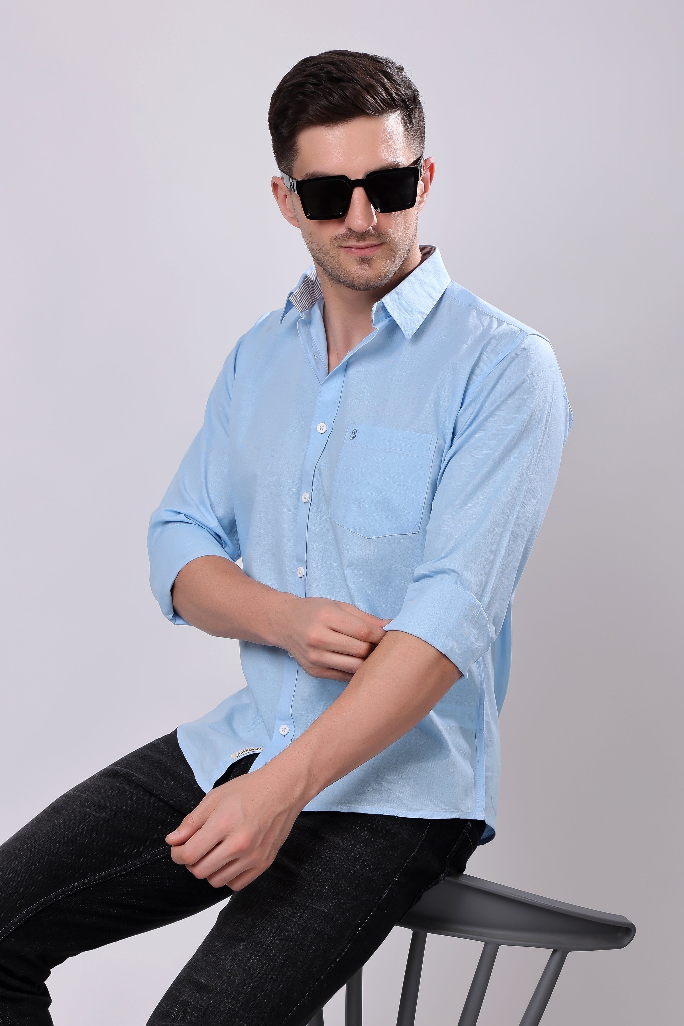 Stylox Men's Full Sleeve Solid Casual Shirt – Premium Cotton Blend Regular Fit Shirt for Everyday Comfort & Style