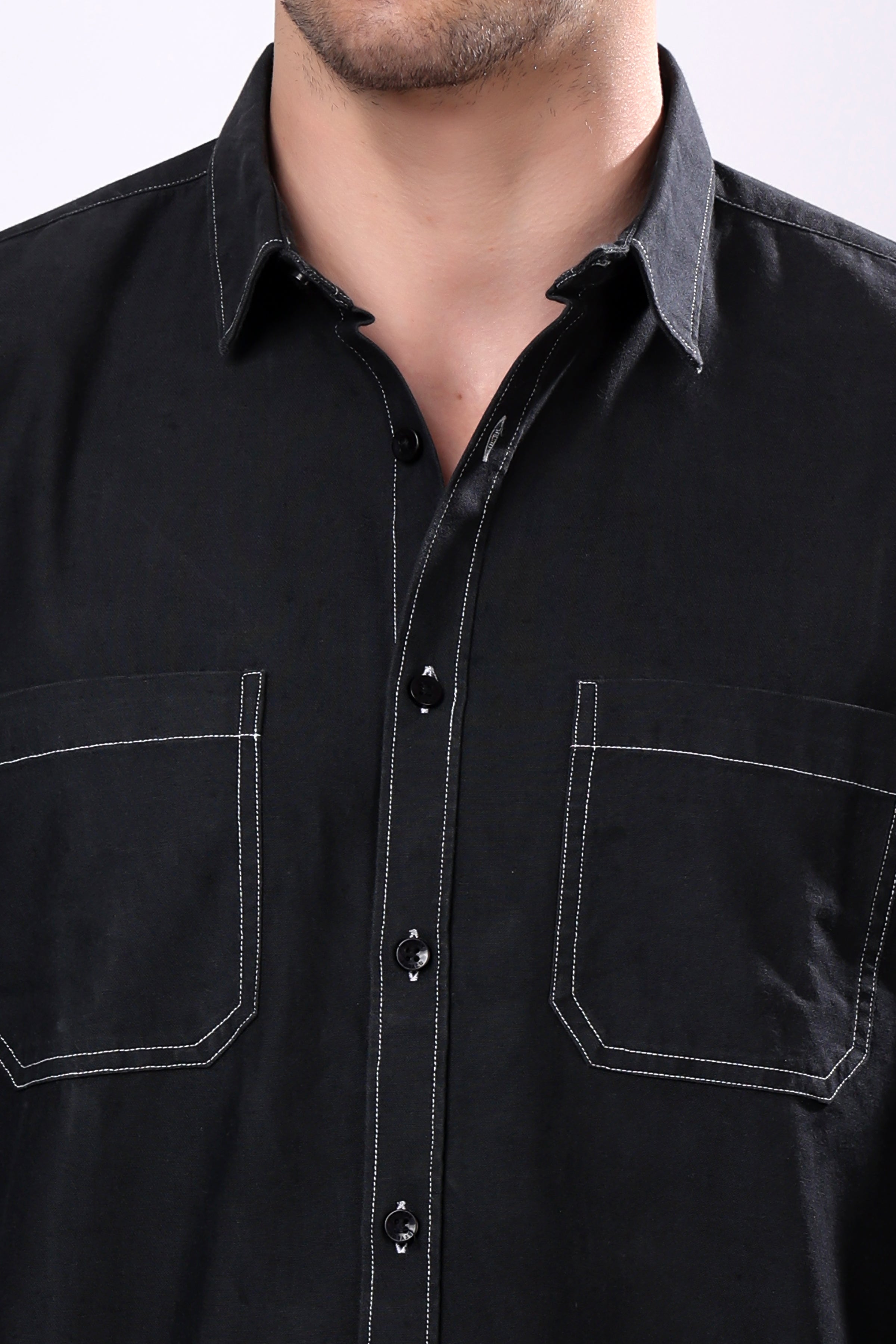 Stylox Men's Solid Denim Full Sleeve Casual Shirt with Double Chest Pockets – Premium Cotton Denim Shirt for Rugged Everyday Style - Stylox