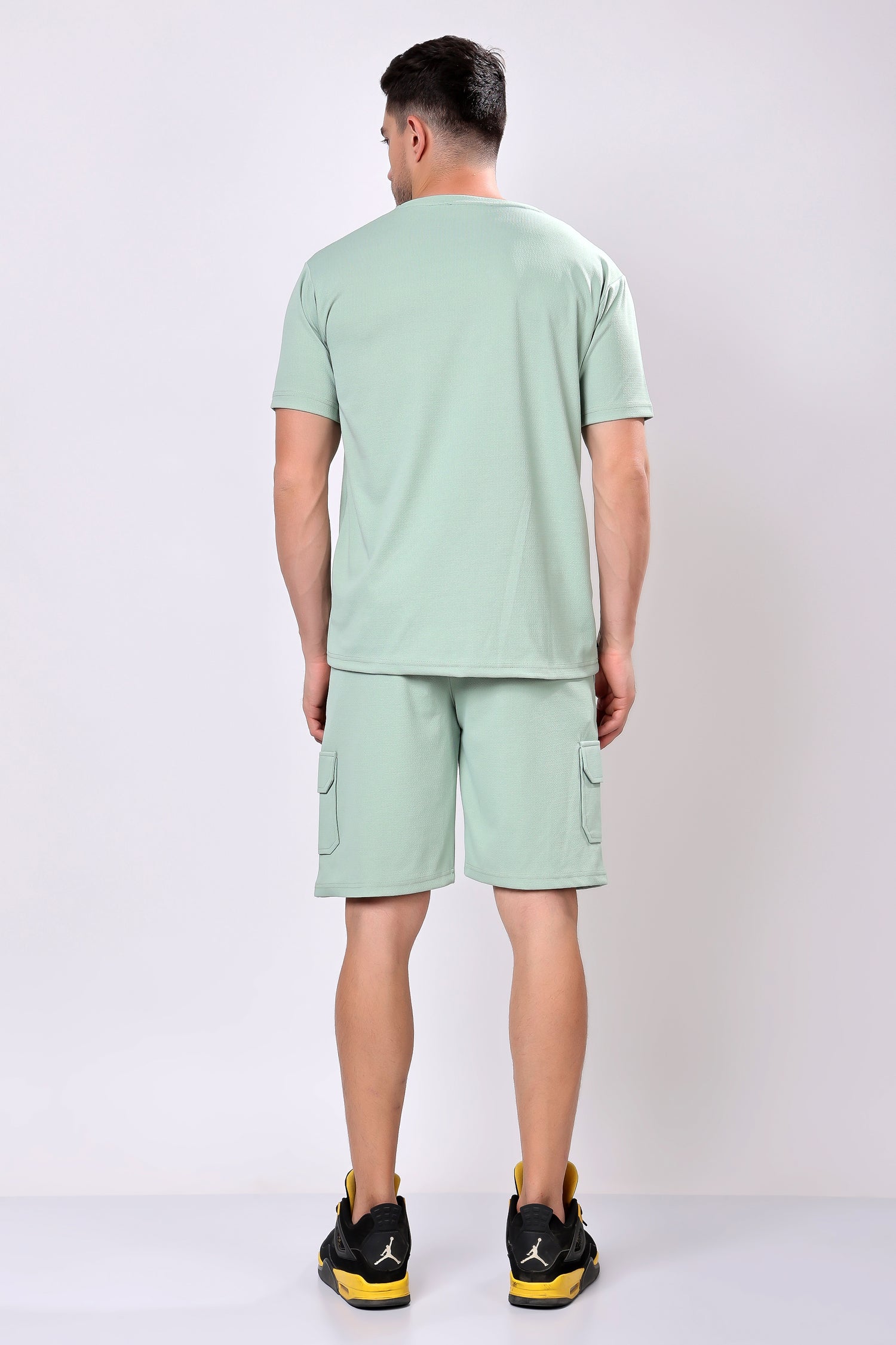 Stylox Men’s Solid Co-ord Set | Round Neck Half Sleeve T-Shirt &amp; Cargo Shorts Set | Premium Cotton Blend Summer Outfit for Casual Wear