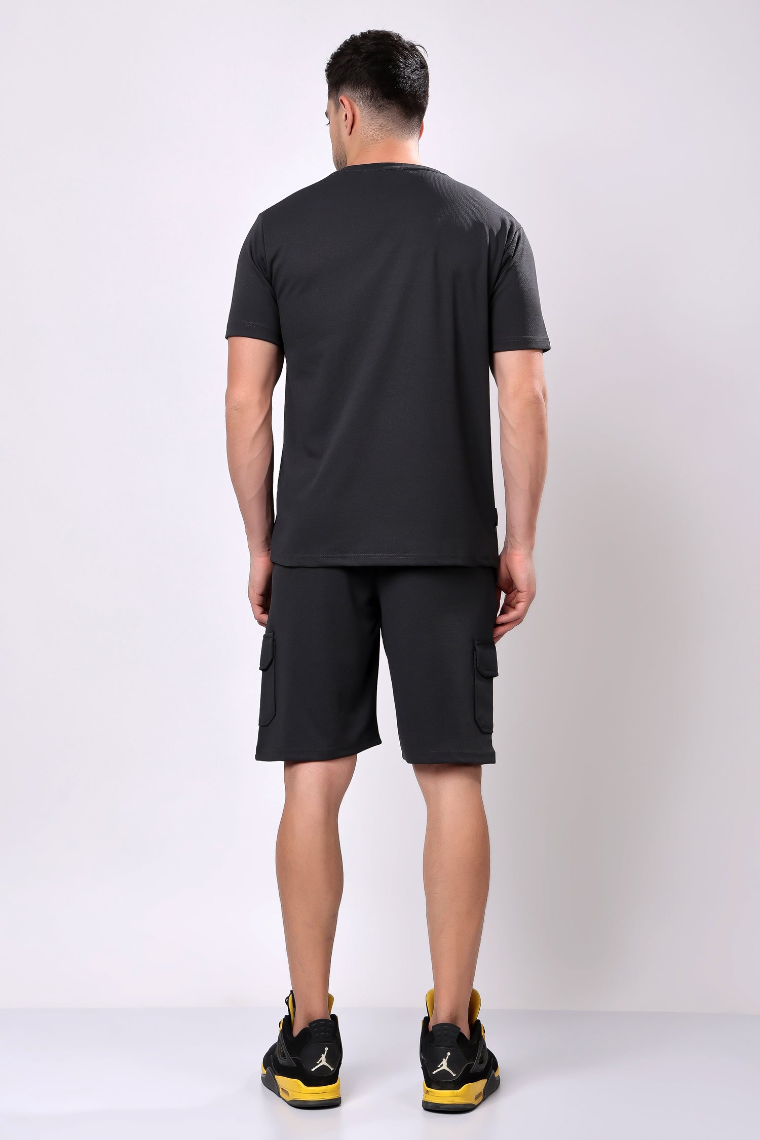 Stylox Men’s Solid Co-ord Set | Round Neck Half Sleeve T-Shirt &amp; Cargo Shorts Set | Premium Cotton Blend Summer Outfit for Casual Wear