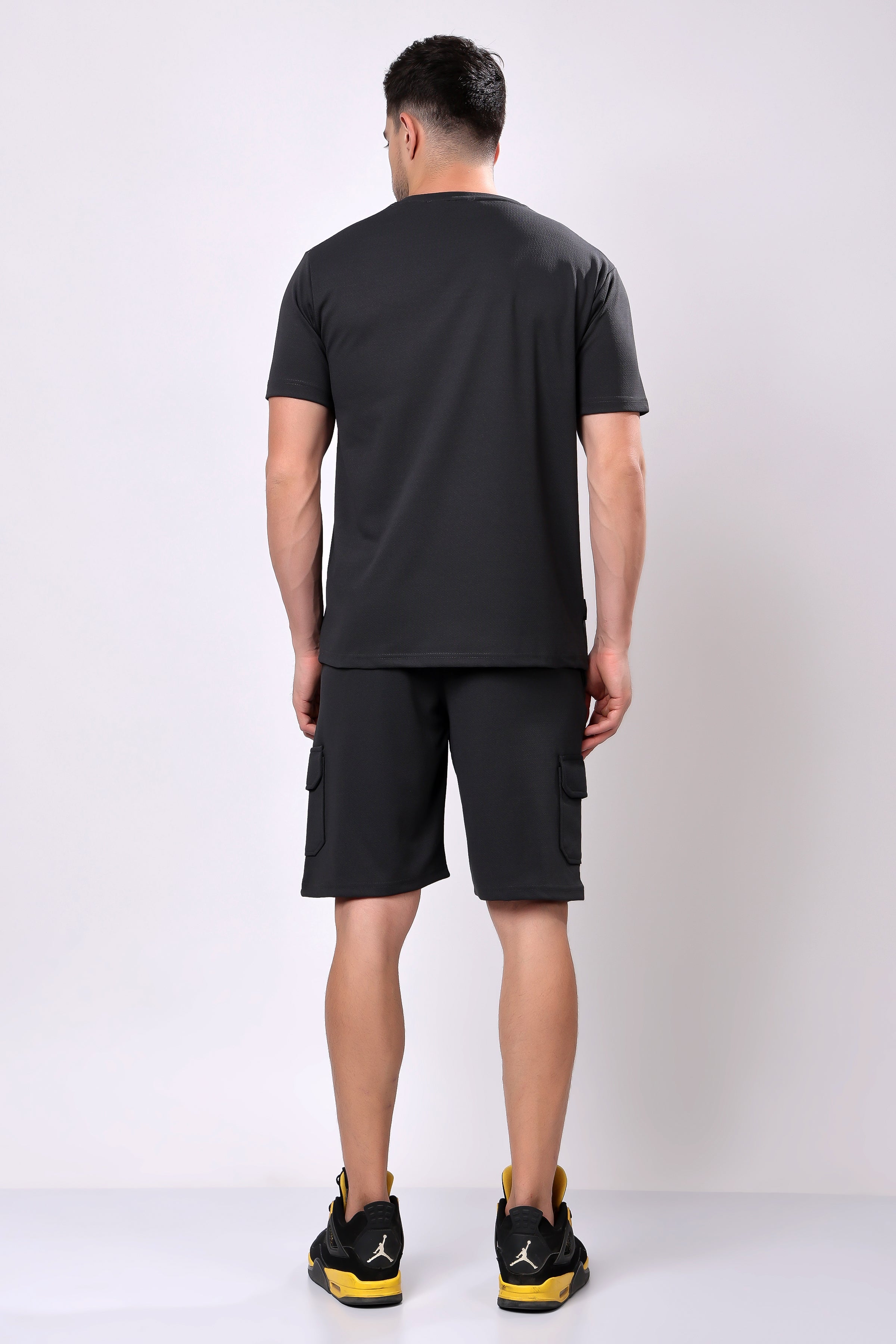 Stylox Men’s Solid Co-ord Set | Round Neck Half Sleeve T-Shirt &amp; Cargo Shorts Set | Premium Cotton Blend Summer Outfit for Casual Wear