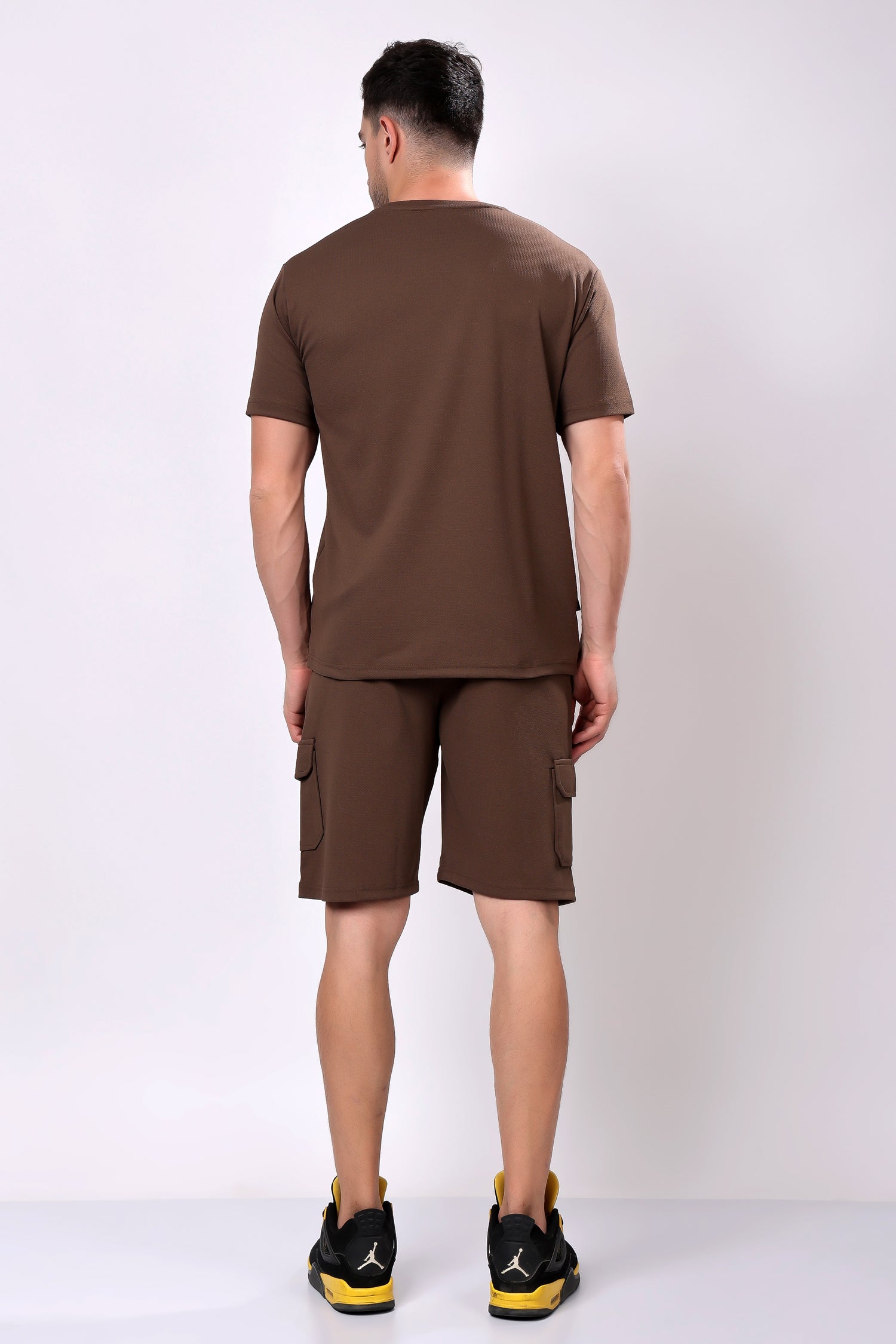 Stylox Men’s Solid Co-ord Set | Round Neck Half Sleeve T-Shirt &amp; Cargo Shorts Set | Premium Cotton Blend Summer Outfit for Casual Wear