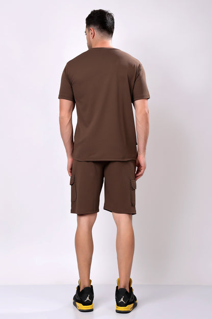 Stylox Men’s Solid Co-ord Set | Round Neck Half Sleeve T-Shirt &amp; Cargo Shorts Set | Premium Cotton Blend Summer Outfit for Casual Wear