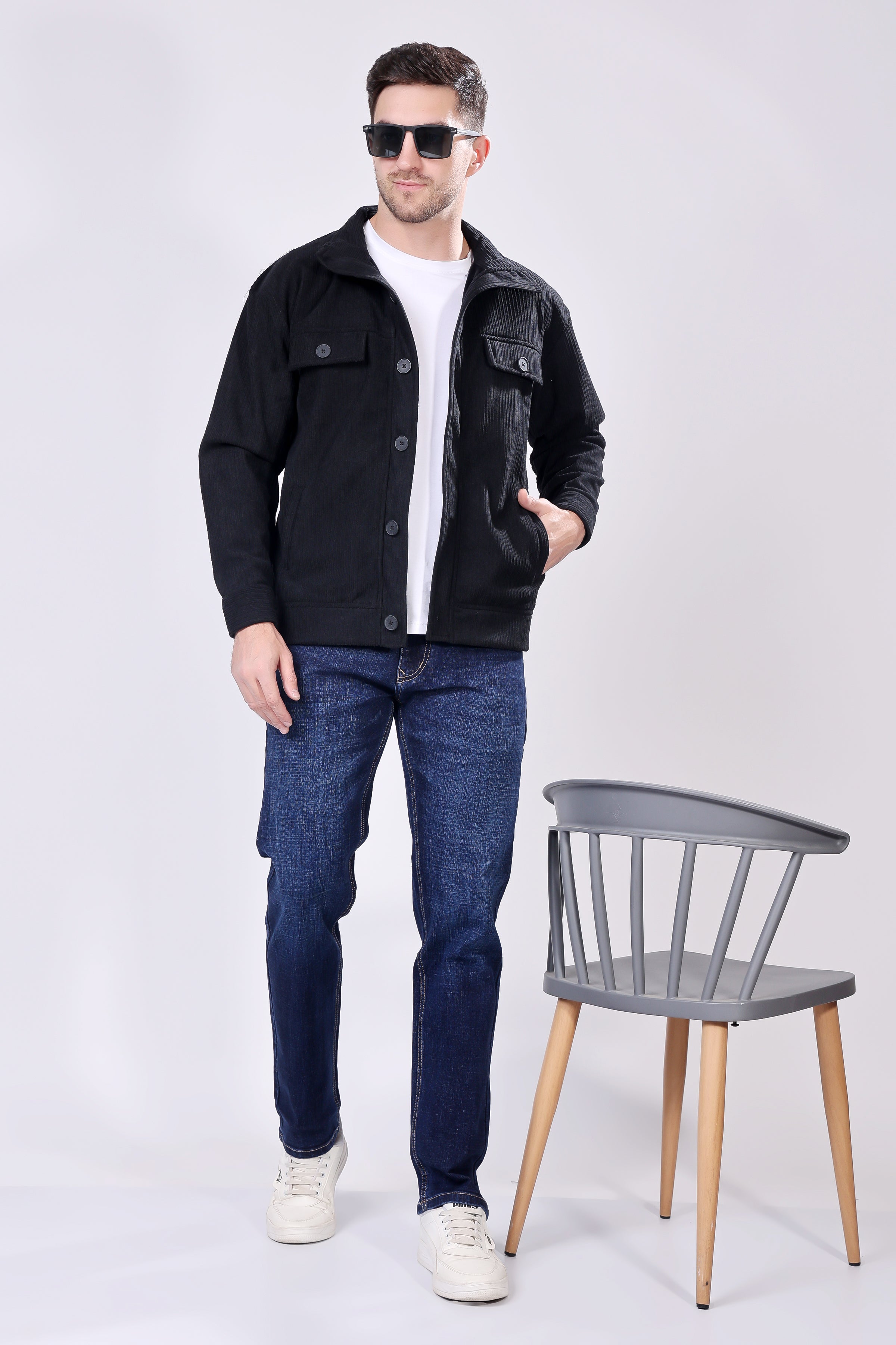 STYLOX Men's Solid Fullsleeve Fleece Shacket - Stylox