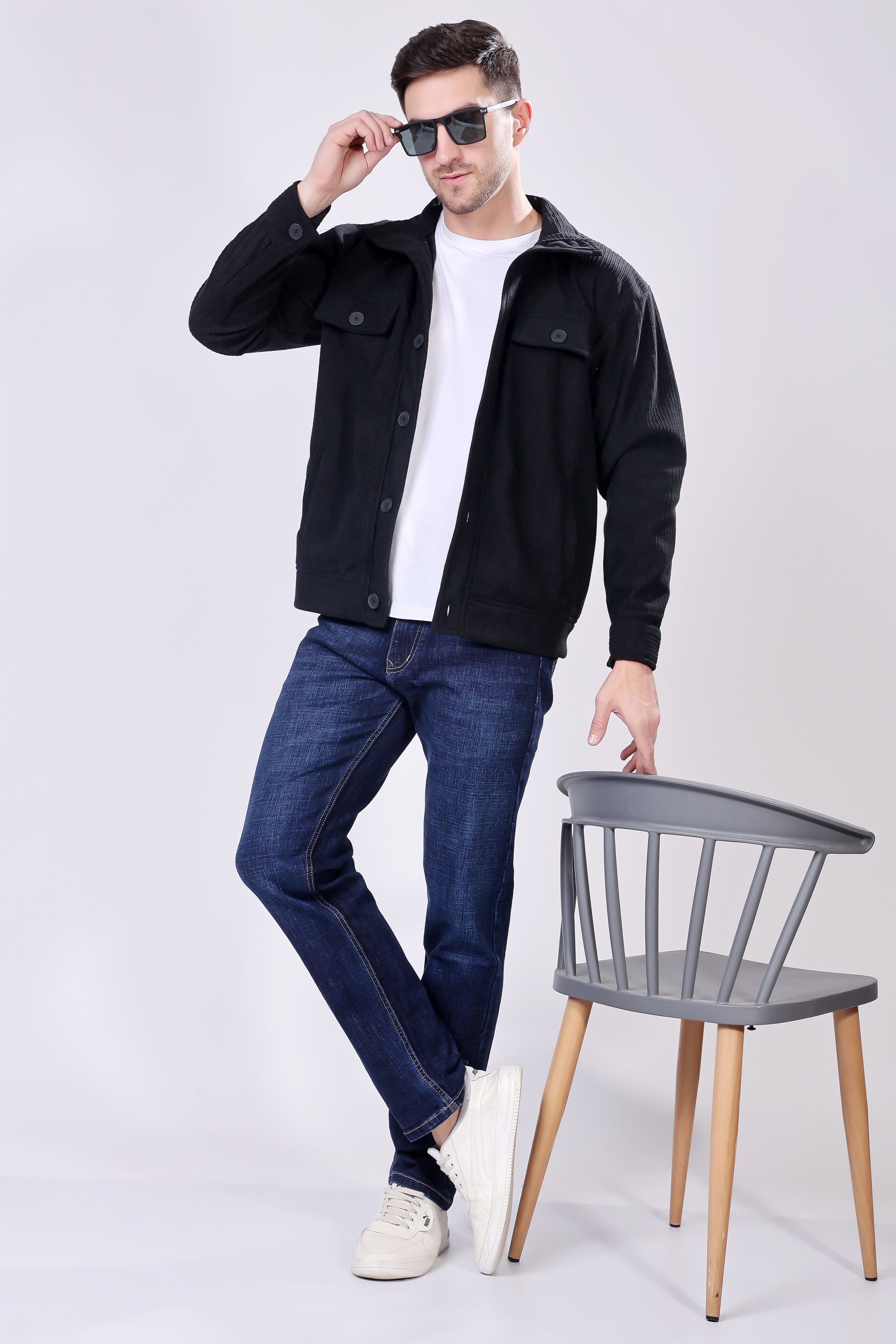 STYLOX Men's Solid Fullsleeve Fleece Shacket - Stylox