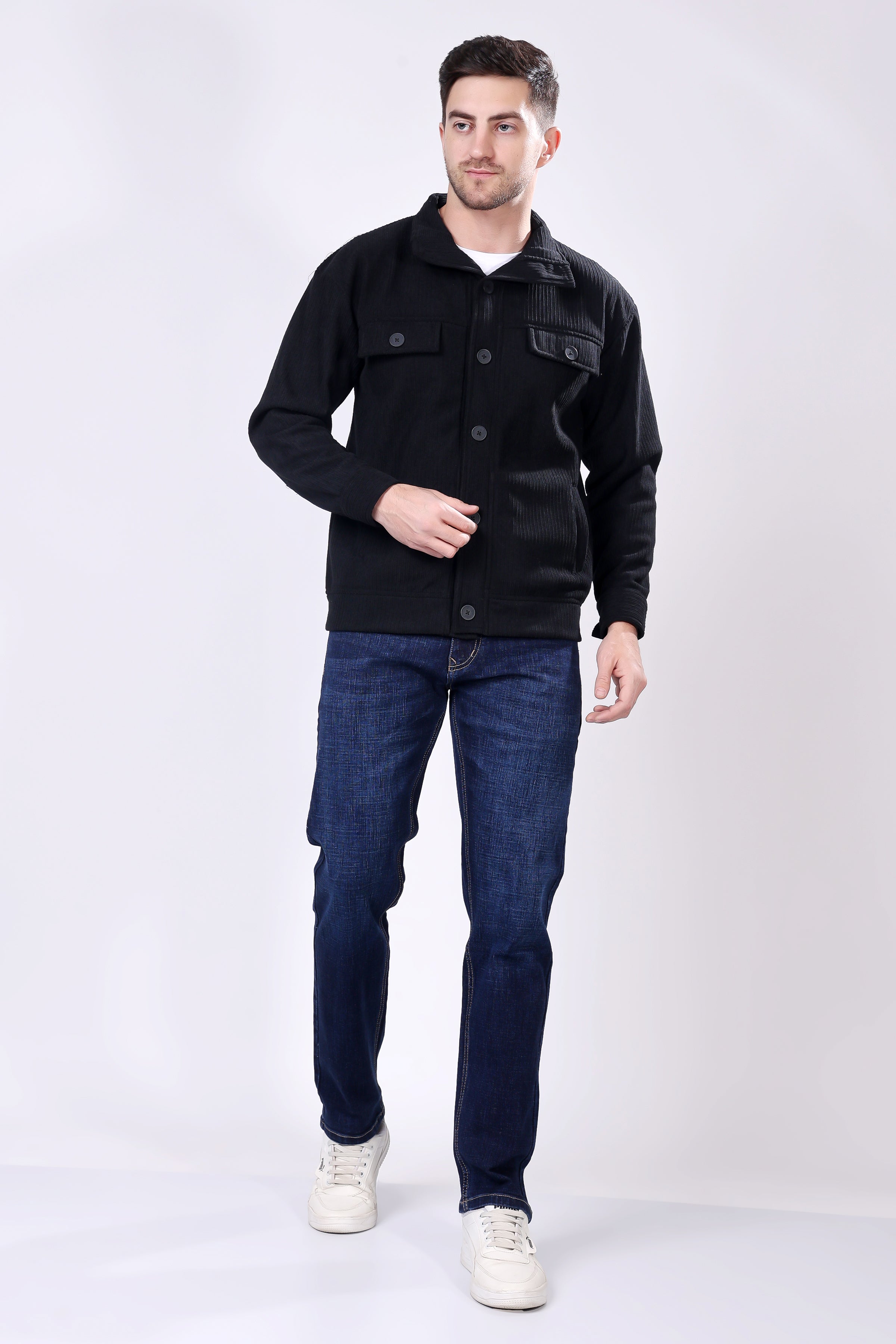 STYLOX Men's Solid Fullsleeve Fleece Shacket - Stylox